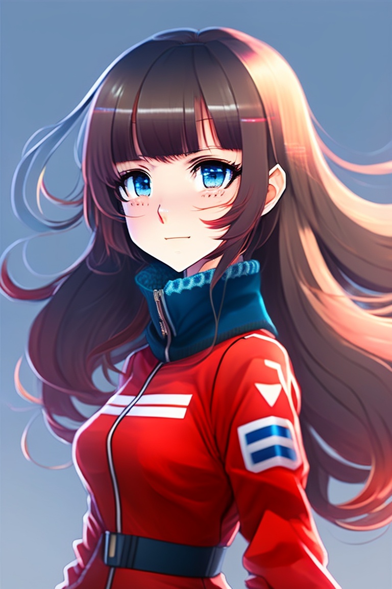 Lexica - 1girl, tohsaka rin, solo, long hair, sweater, red sweater ...