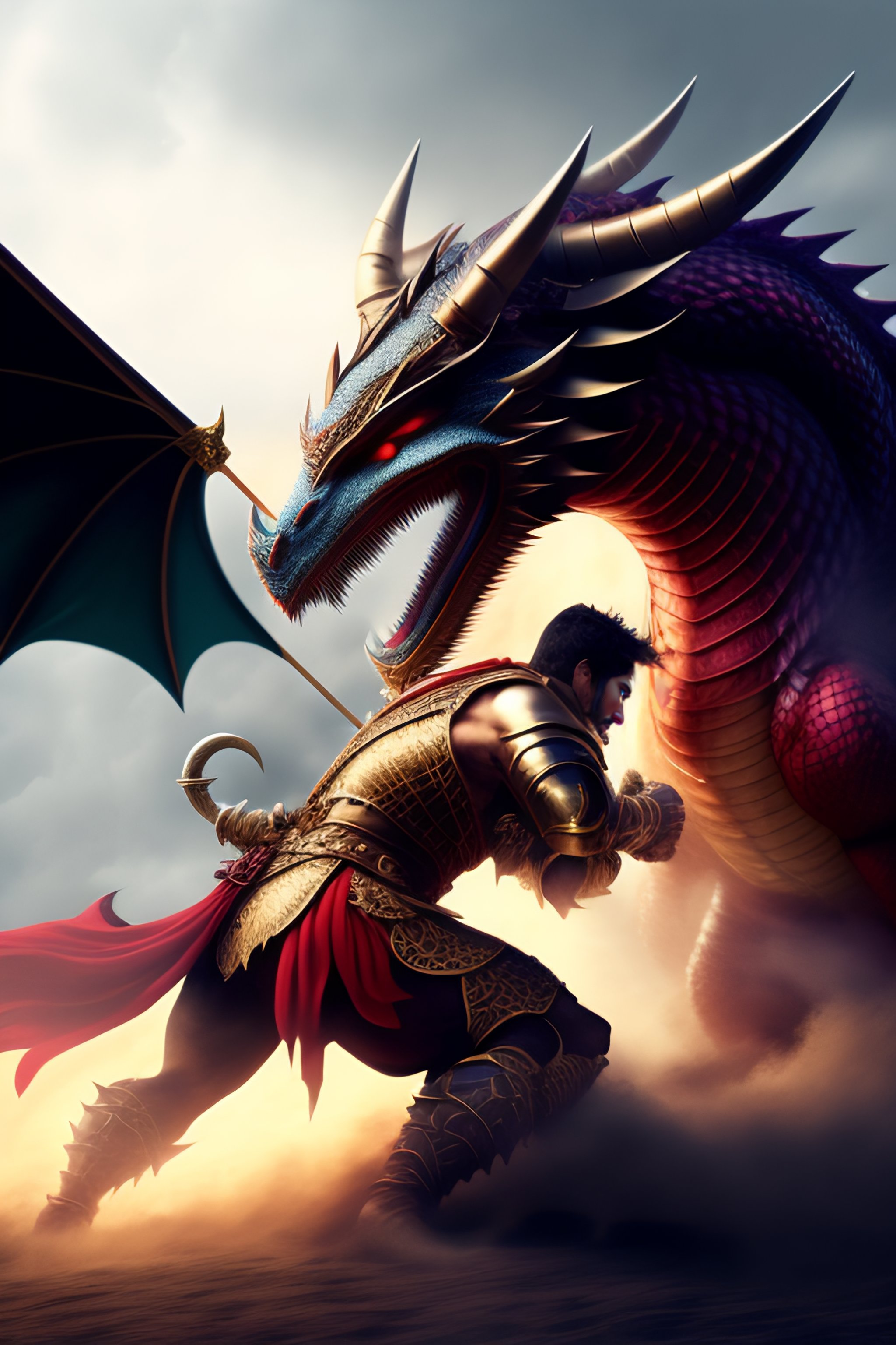 Lexica - Gladiator fight a dragon