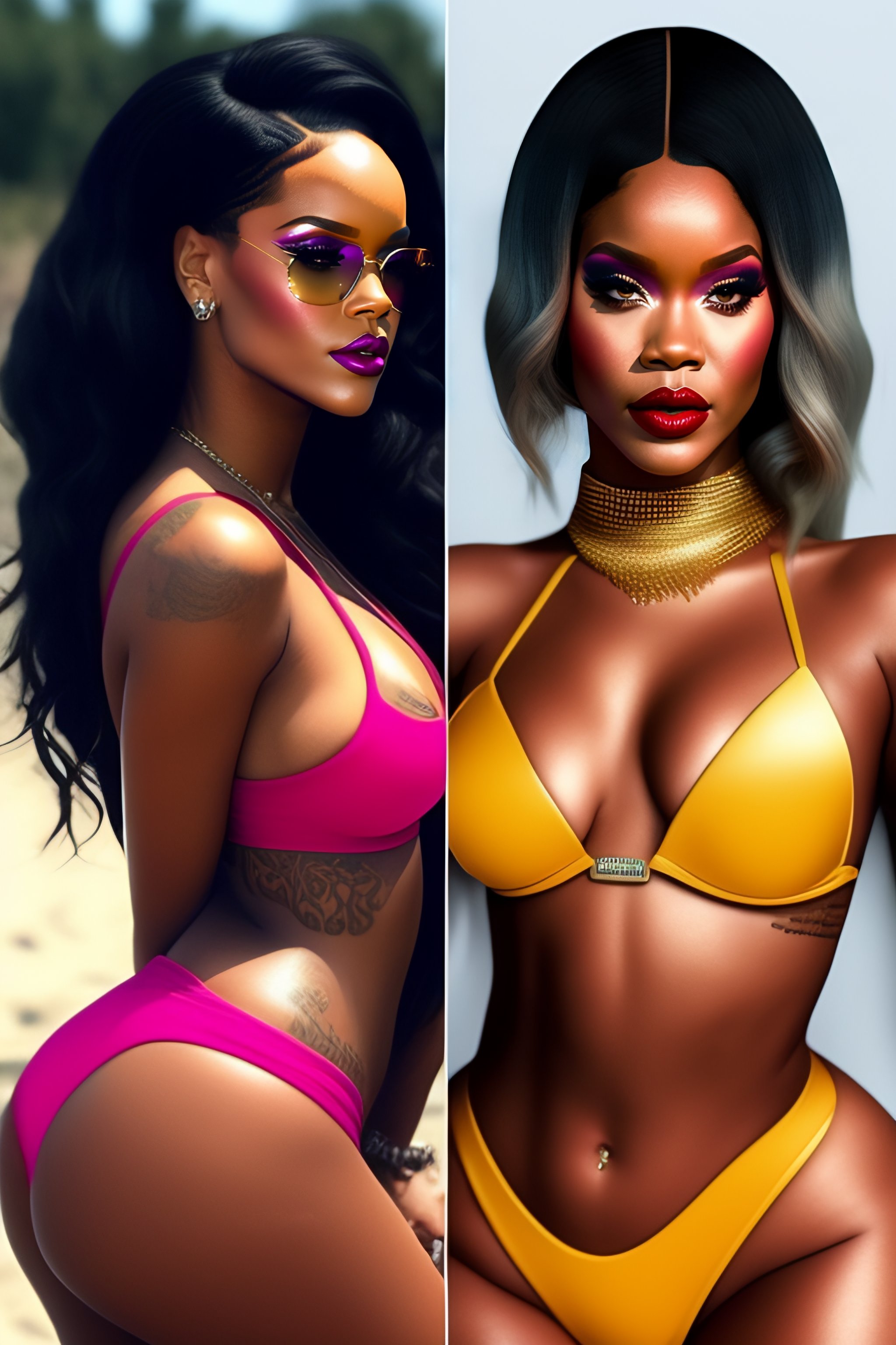 Lexica Rihanna and nicki minaj wearing bikini