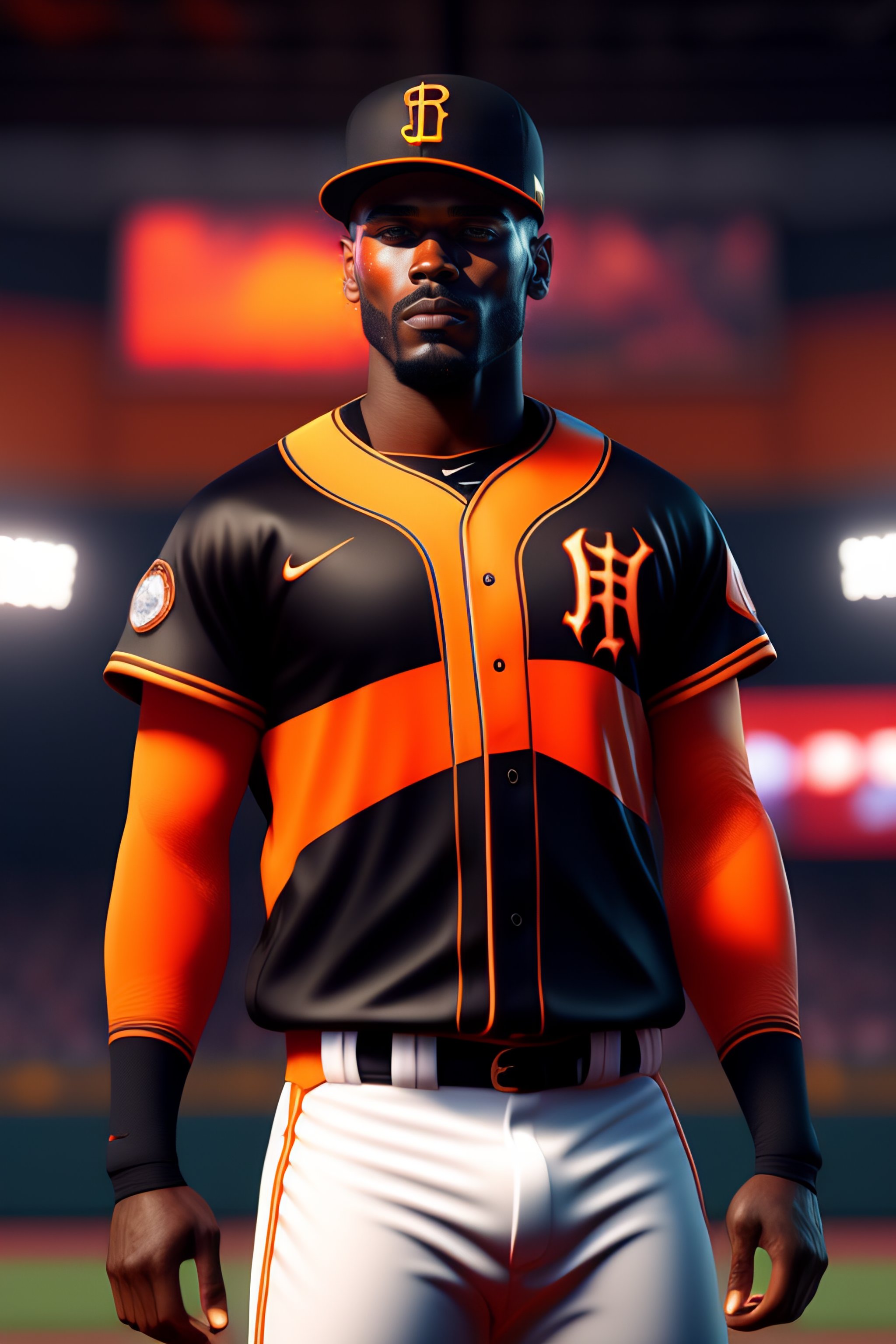 Lexica - Disruptive baseball uniform, unreal engine, cozy indoor lighting,  artstation, detailed, cinematic, daz, hyperrealistic, octane render,  fullb