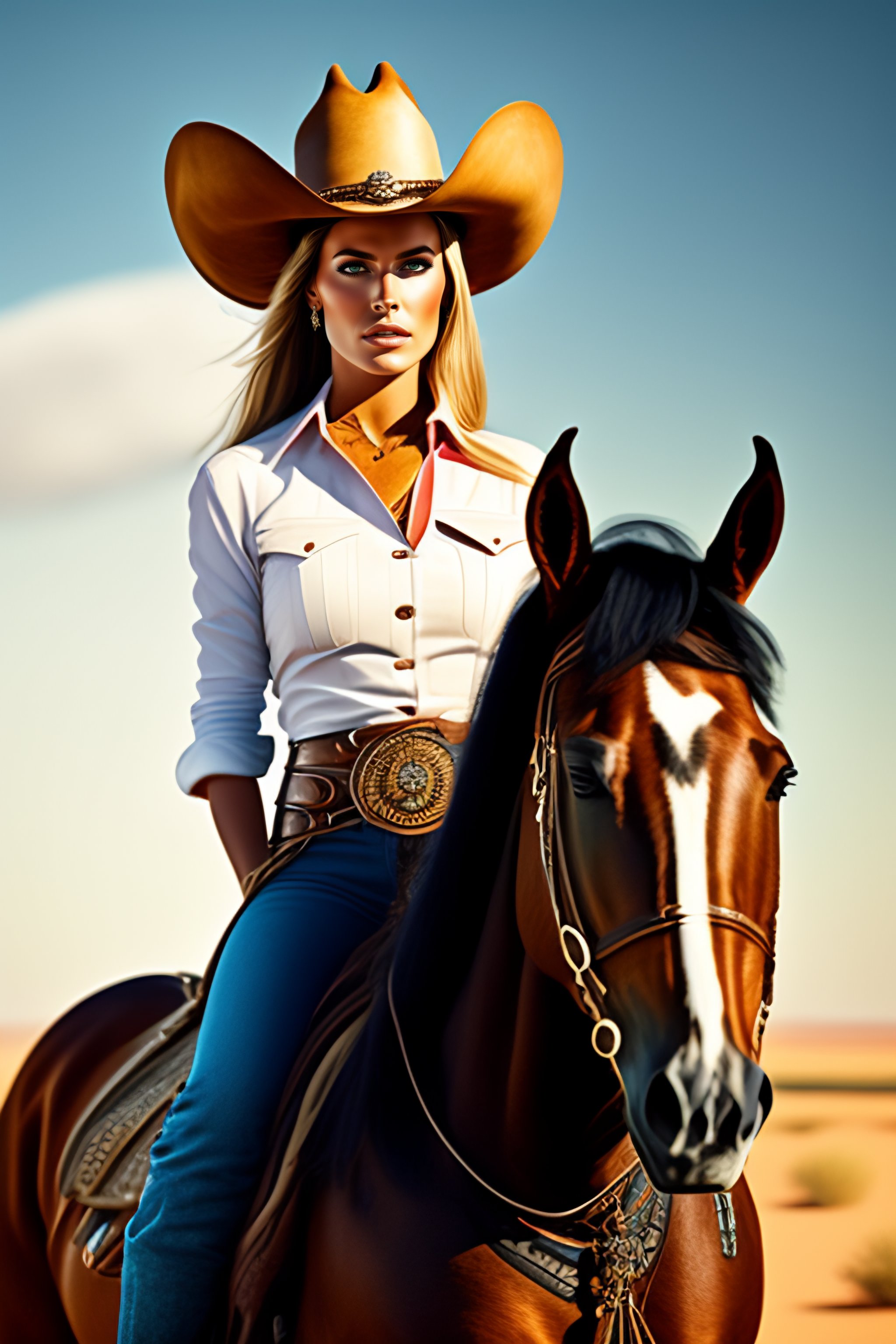 Lexica - Cowgirl on a mustang horse