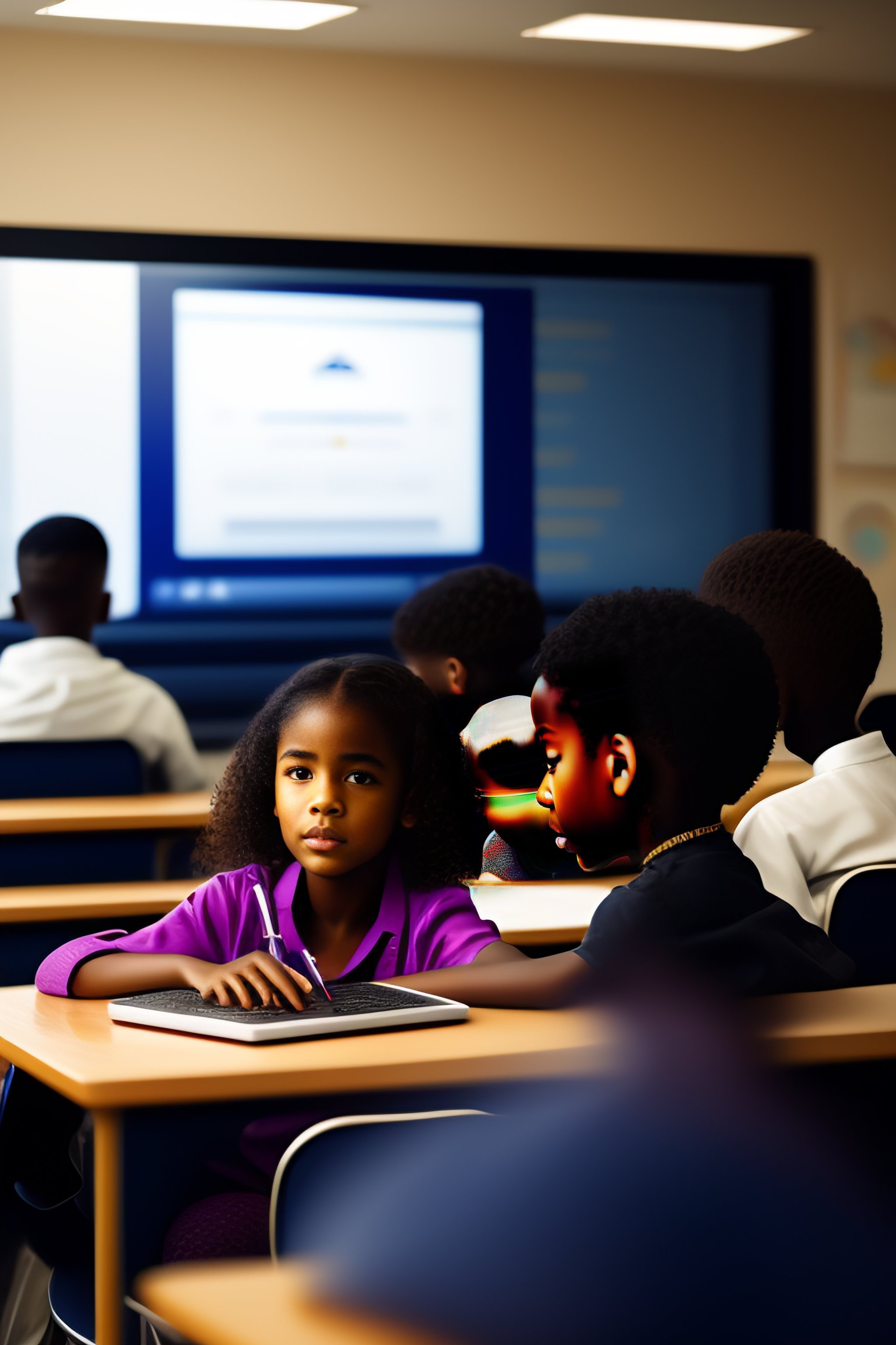 Lexica - Black students in a classroom, using computers, 4K, image with ...
