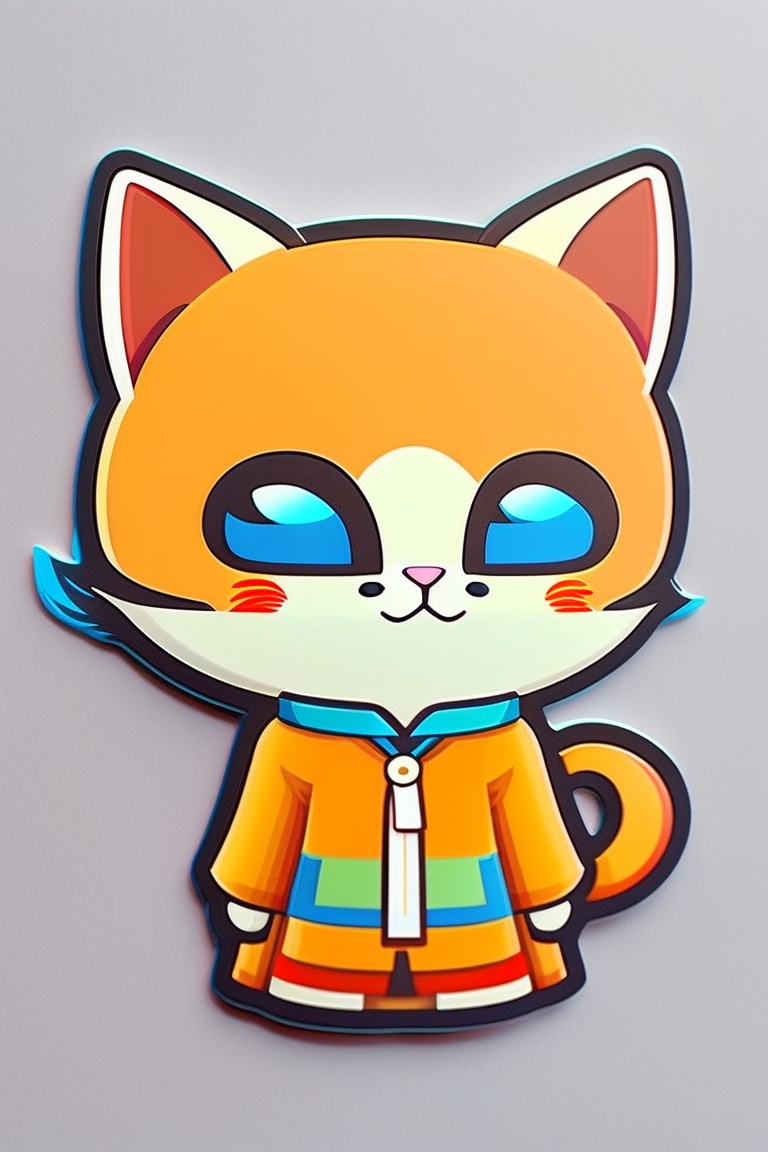 Lexica - Cute cartoon cat hero and mulder sticker, anime style, solid ...