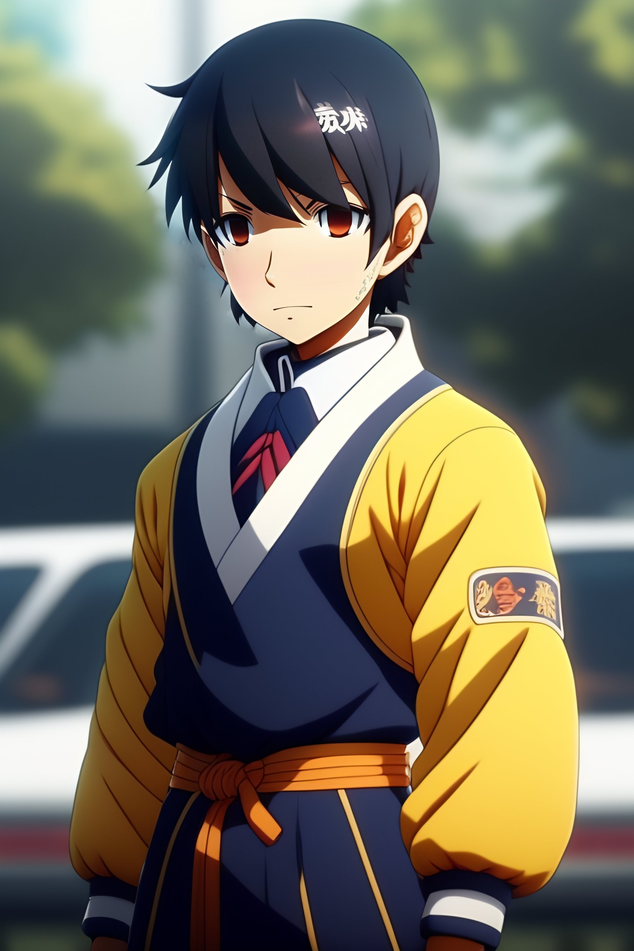 Lexica - Picture of young Sensei from anime wearing school uniform with  side pose