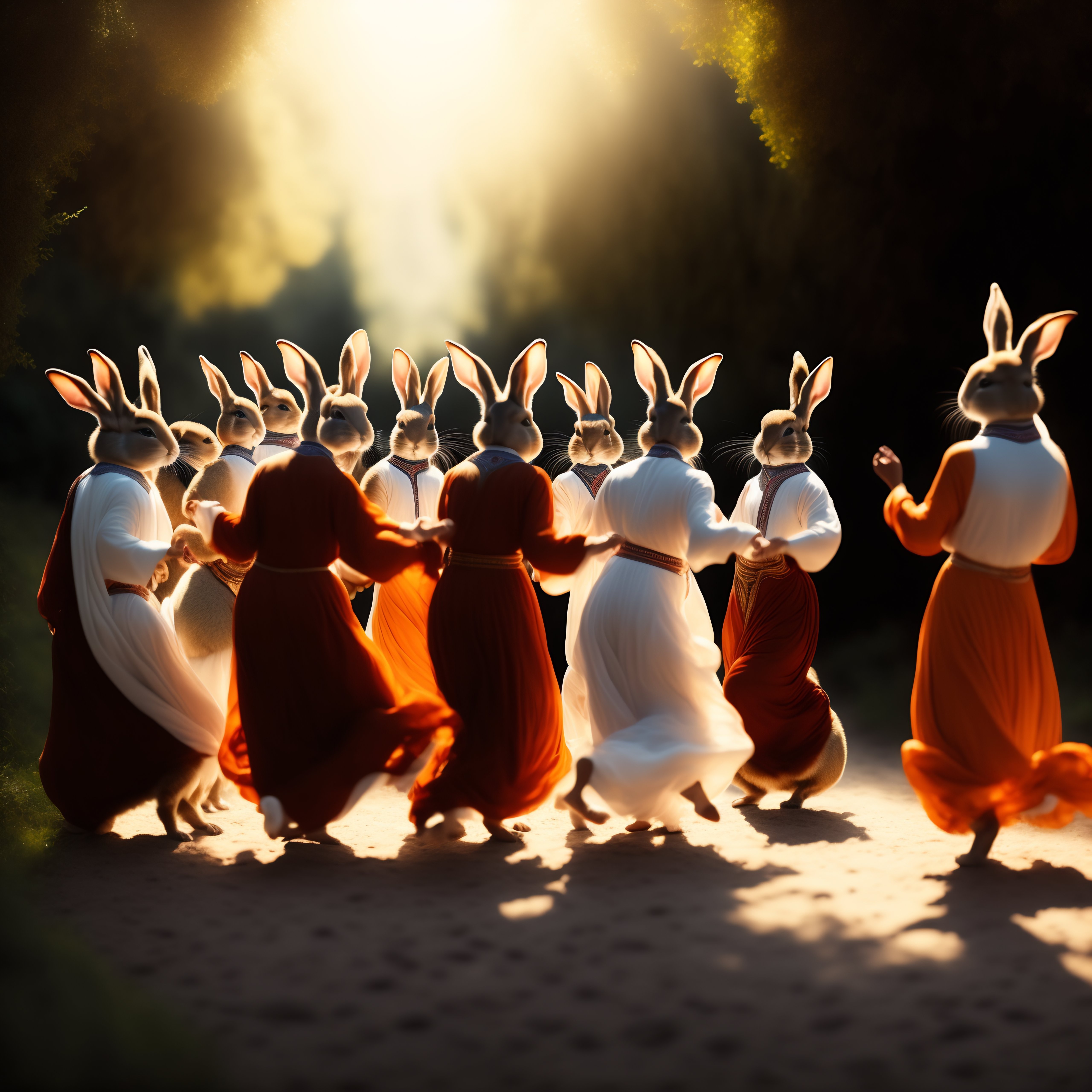 Lexica - Group of arabs dancing with bunnies