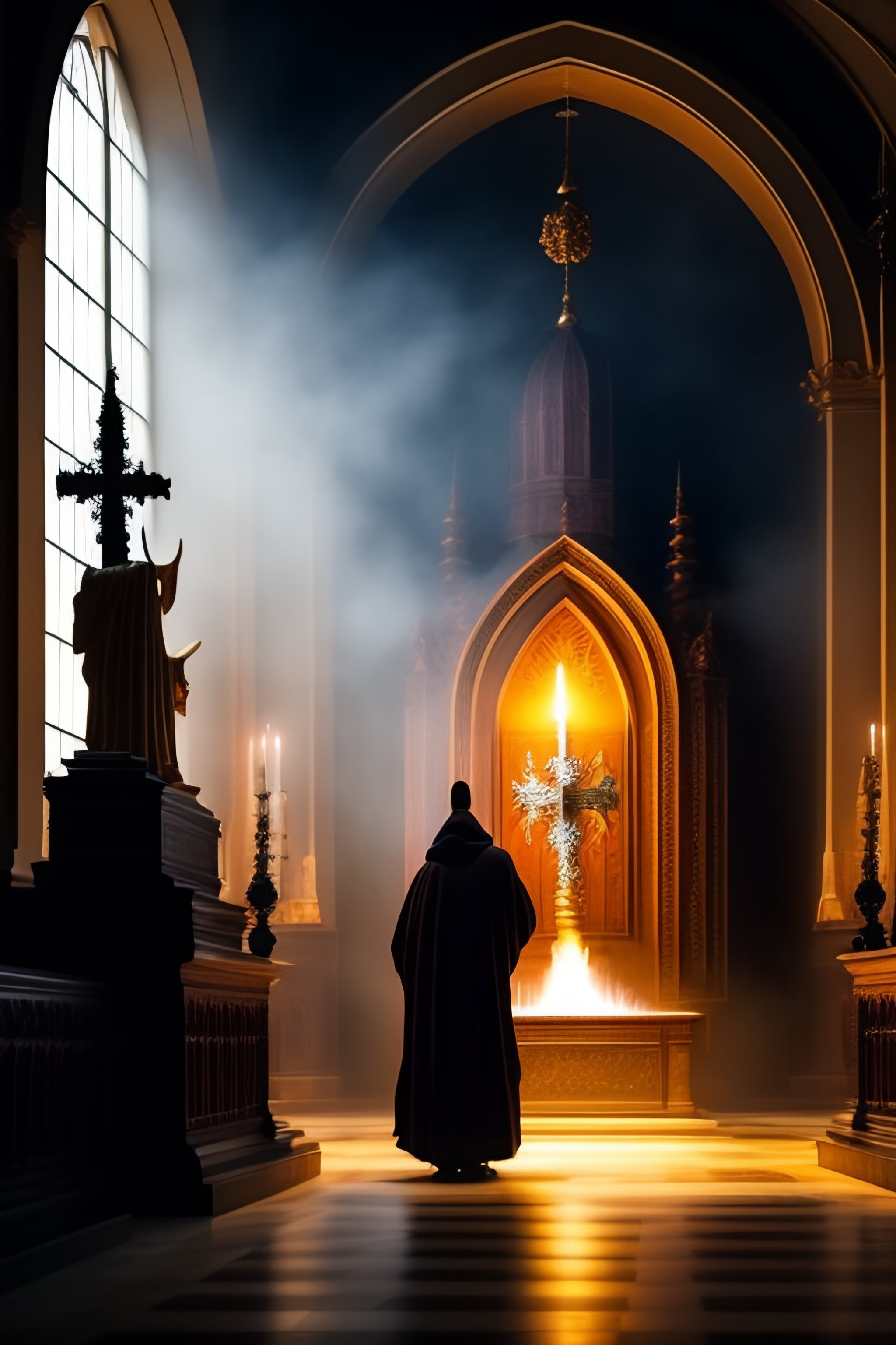 Lexica - Hooded Jesuit monks offering incense to a huge Baphomet statue ...