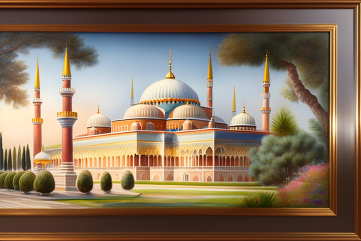 Lexica - Ultra realism picture watercolor, city Turkey topkapi palace