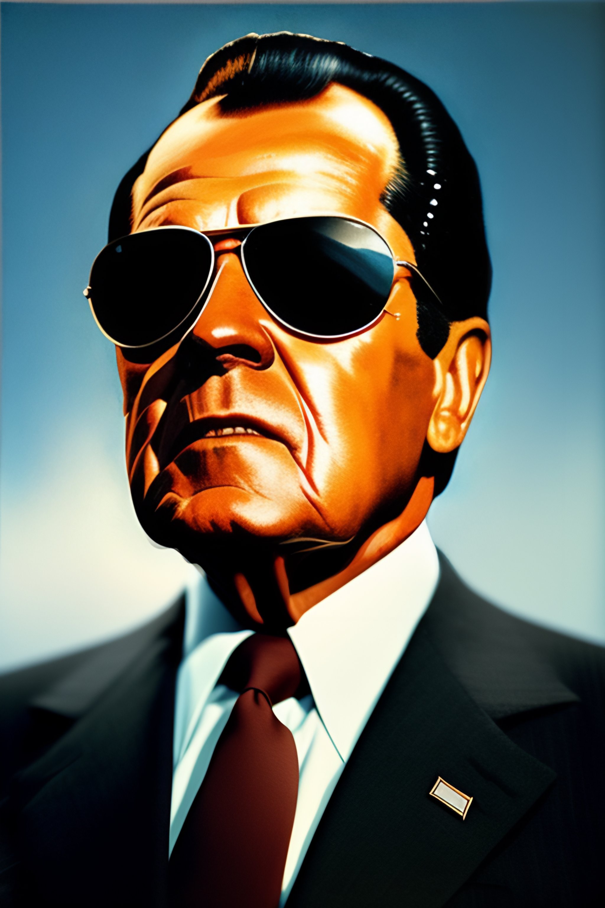 Lexica - Portrait Of Richard Nixon Wearing Aviators