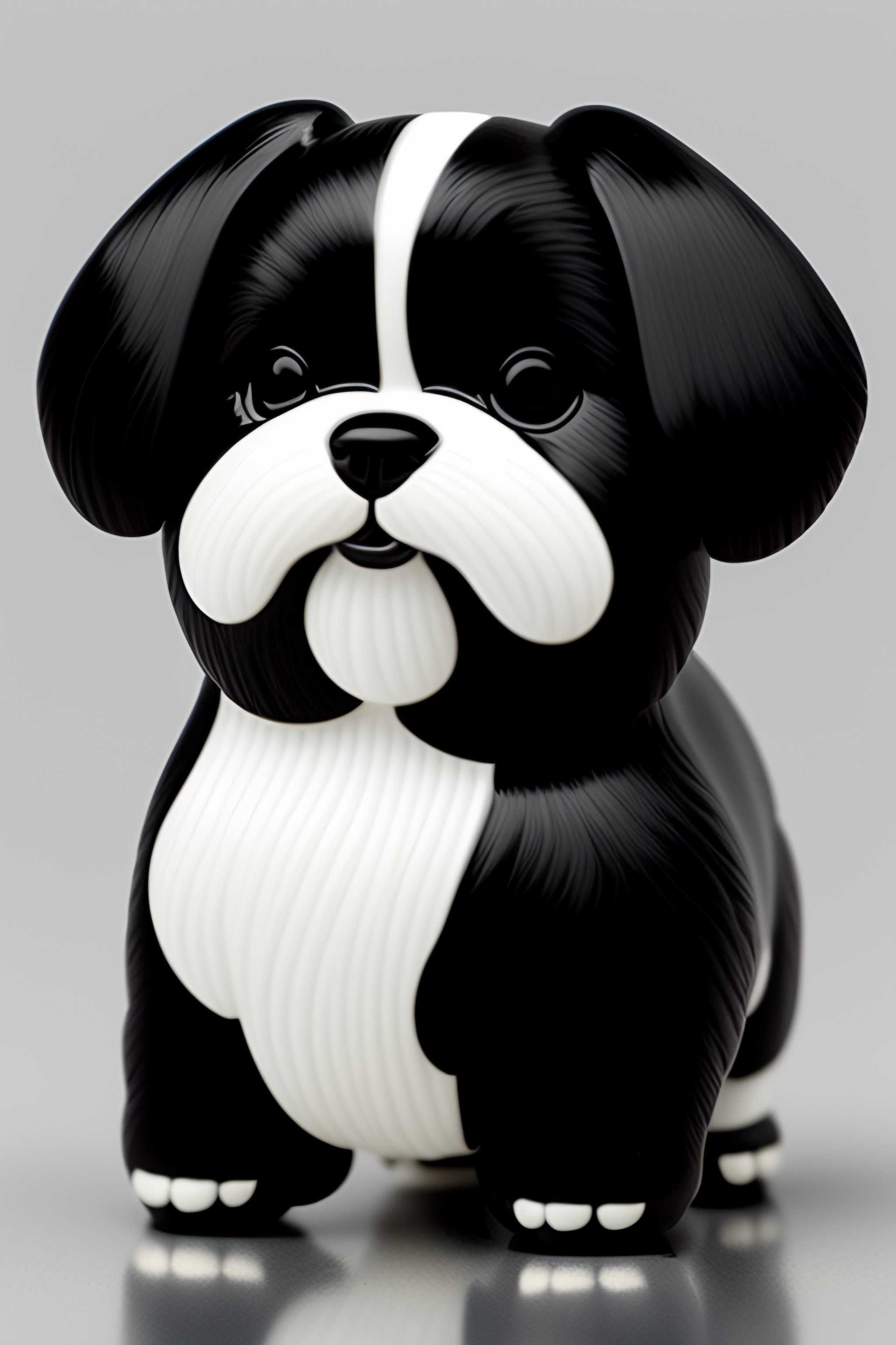 Poofy Shih-Tzu Black & White - BrainyZoo Toys