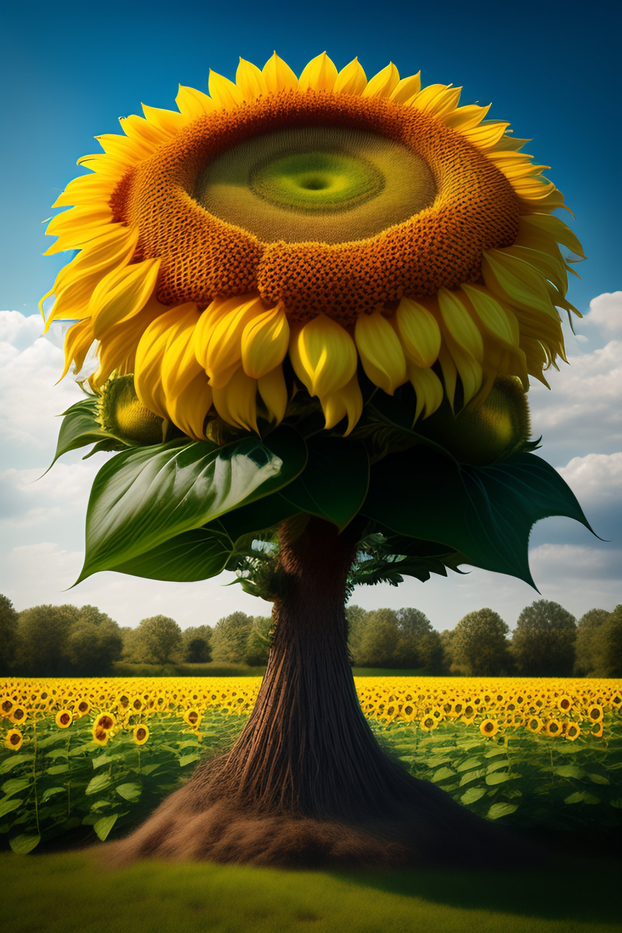 Lexica - An impossible tree made entirely of sunflowers