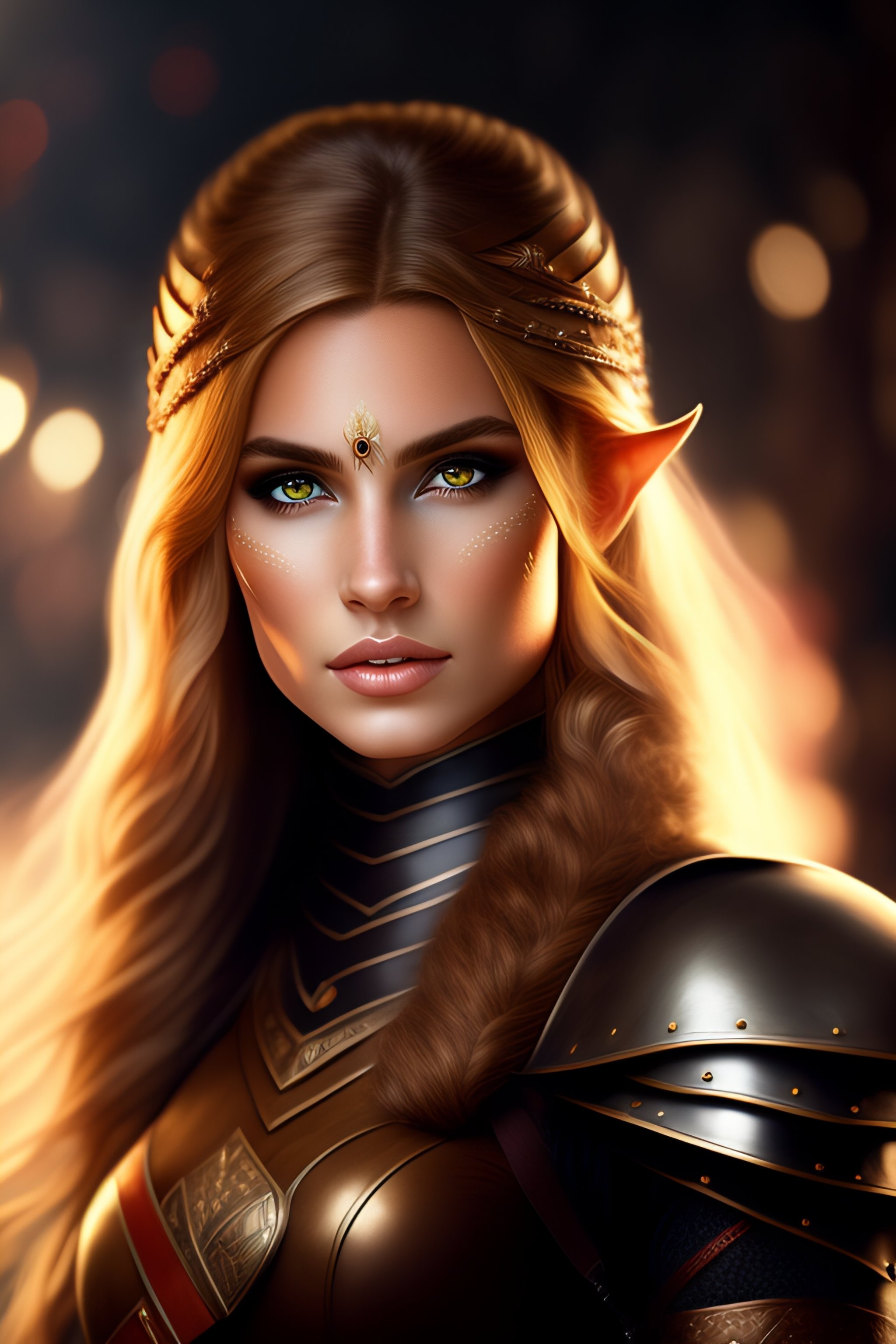 Lexica - Elf girl archer with brown wavy hair and cute face dressed in ...