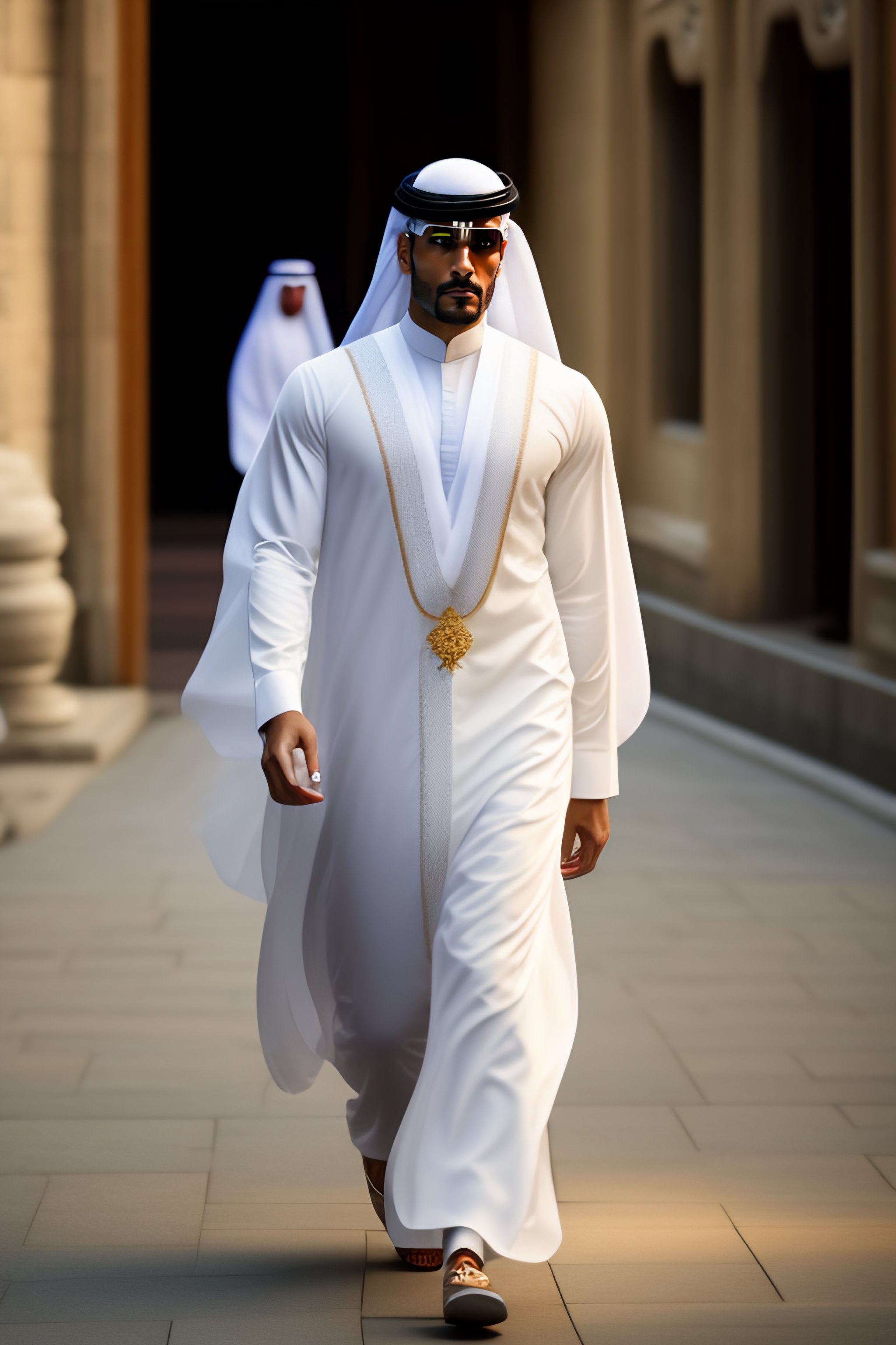 Lexica - Fashion model walking down a catwalk, arab man