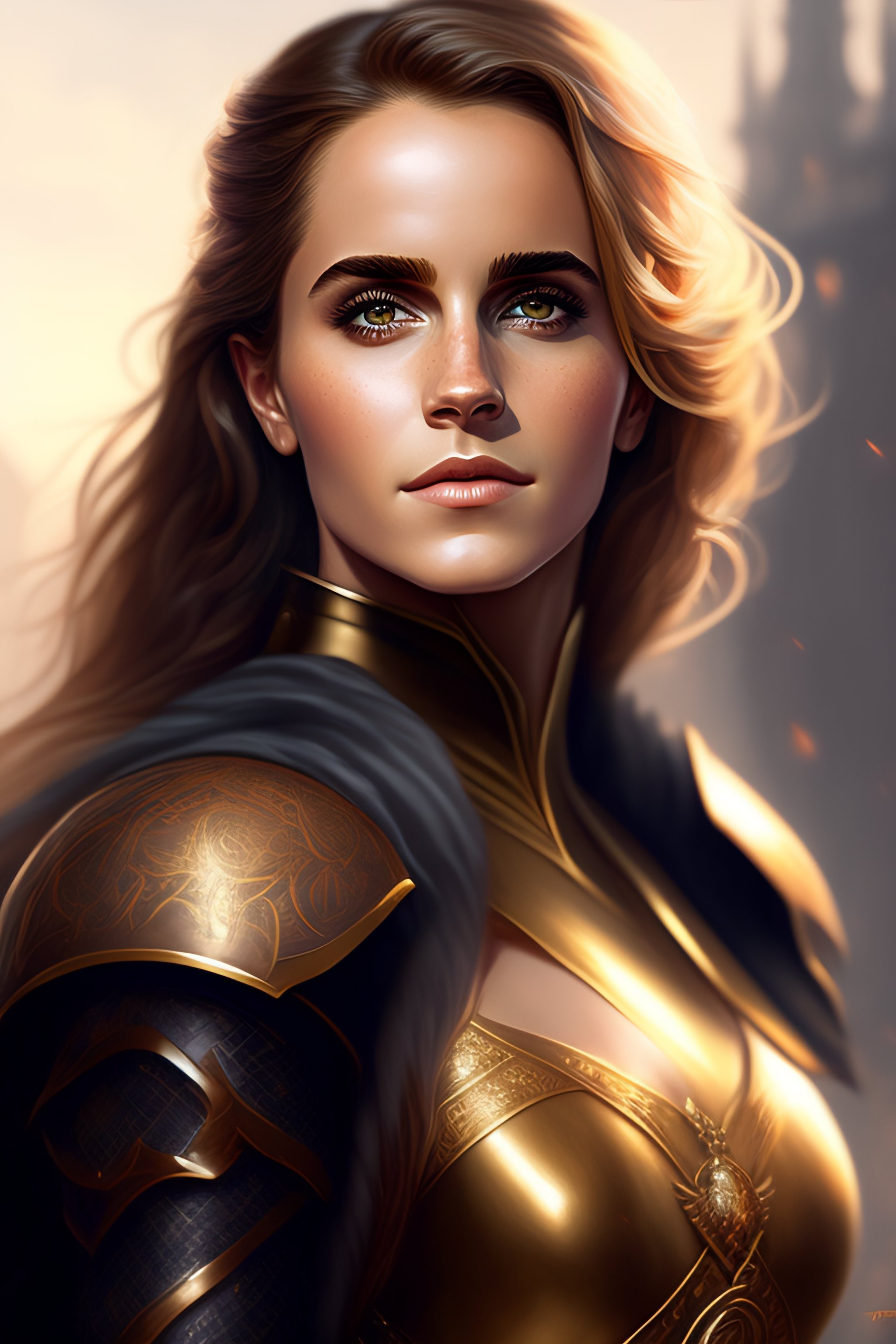 Lexica Full Potrait Of Emma Watson Muscular And Powerful Medieval Knight Woman Portrait Sci 1290