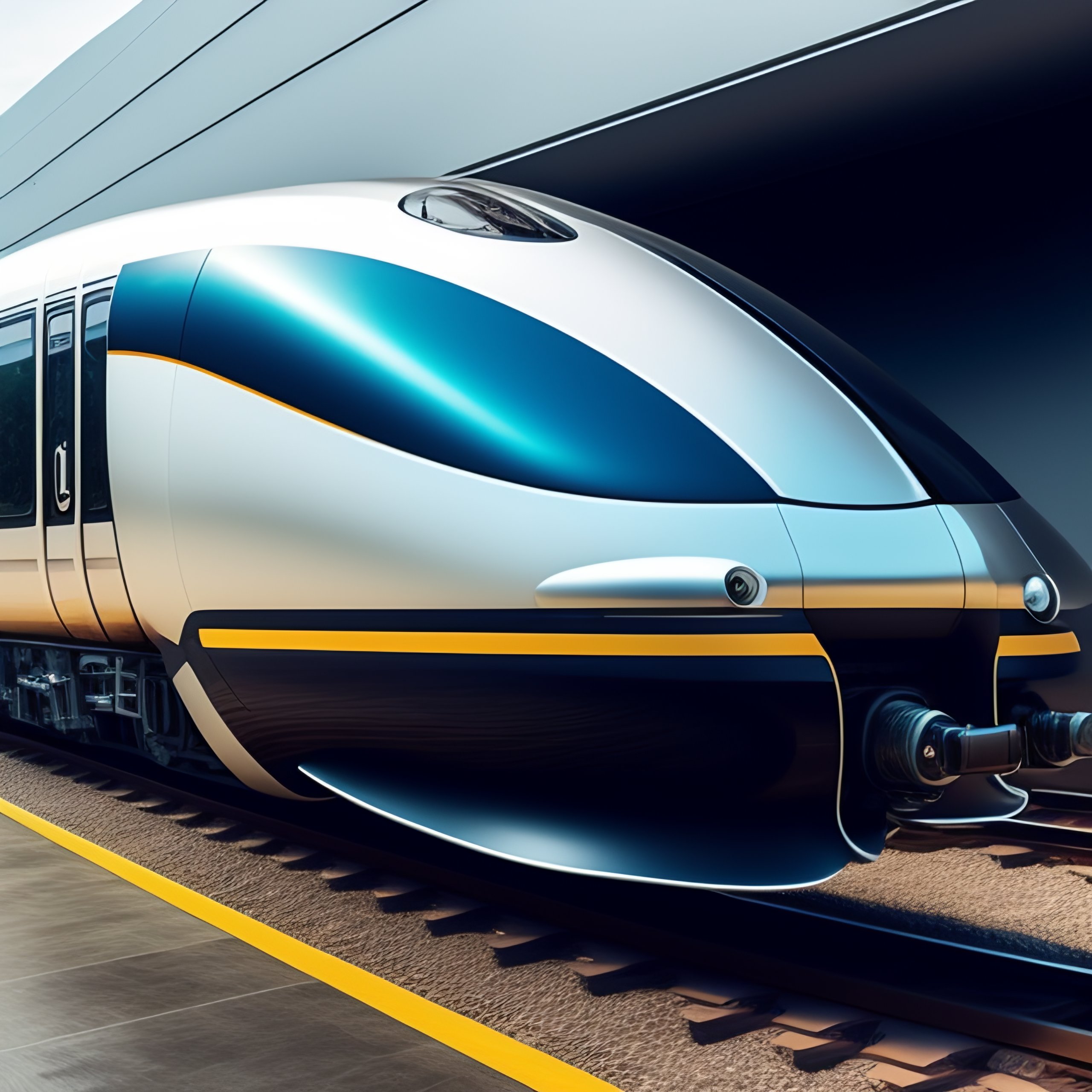 Lexica - A silver maglev train, seen straight from behind