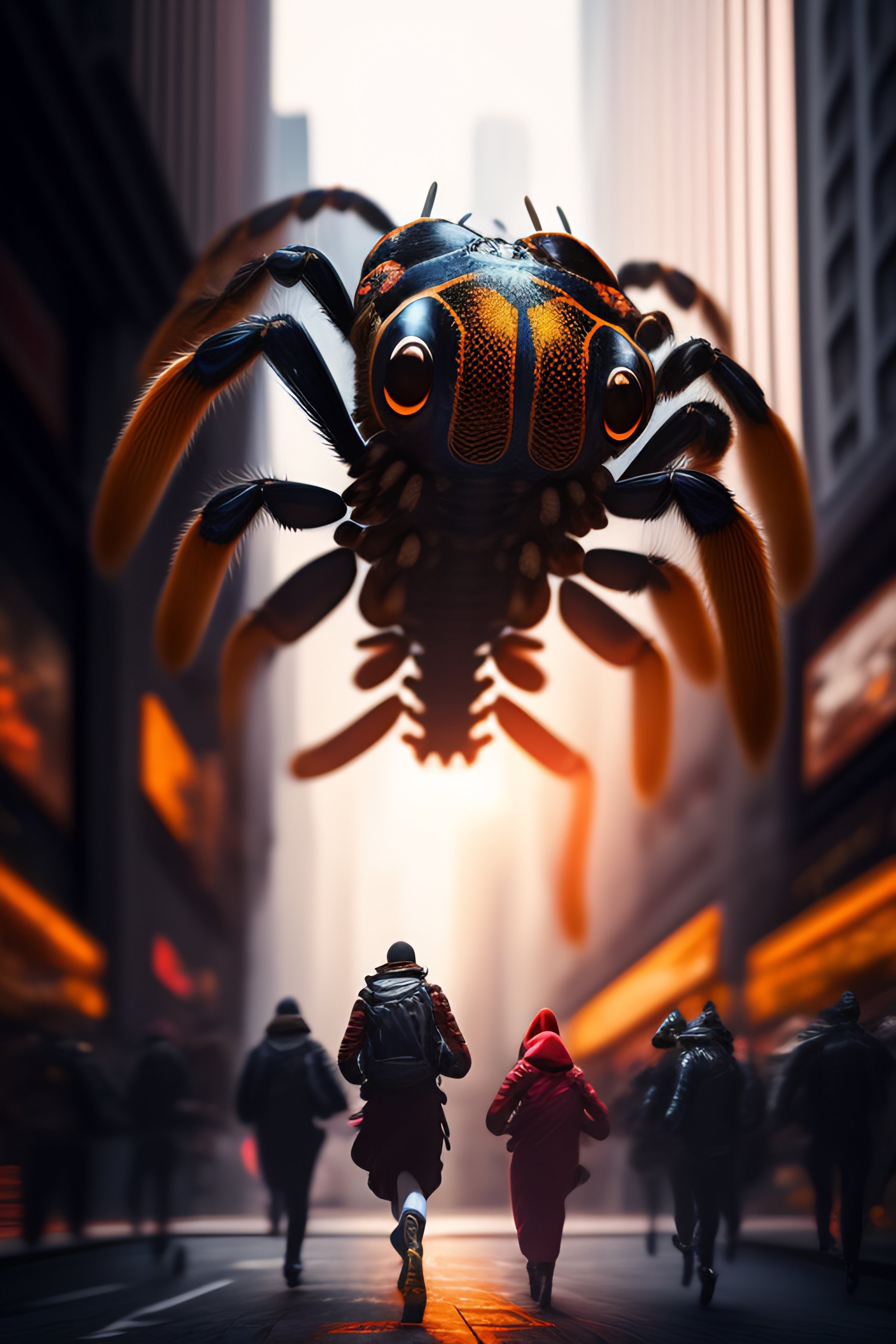 Lexica - People running from a giant tarantula in New York City, a ...