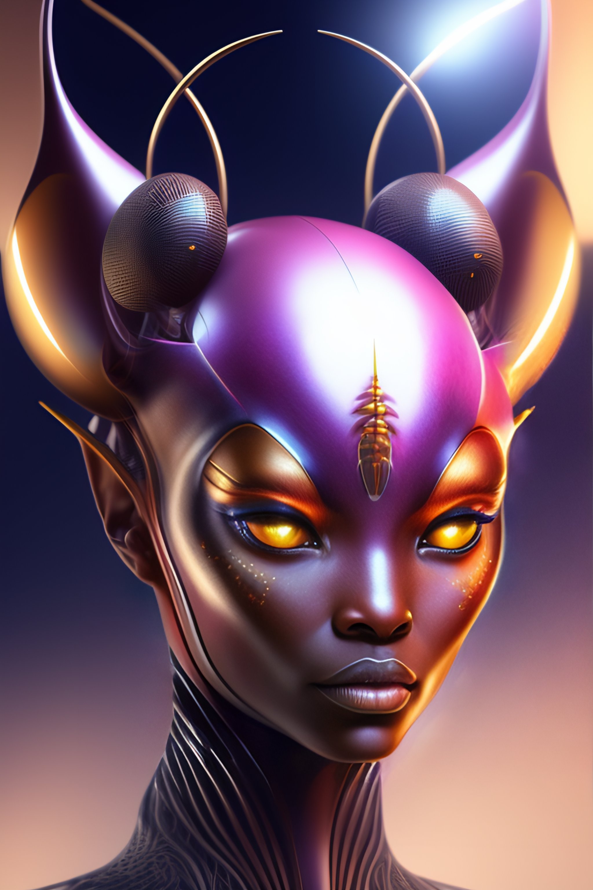 Lexica Detailed Realistic Drawing Of An Alien Humanoid Species With The Antennas In The Head 0520