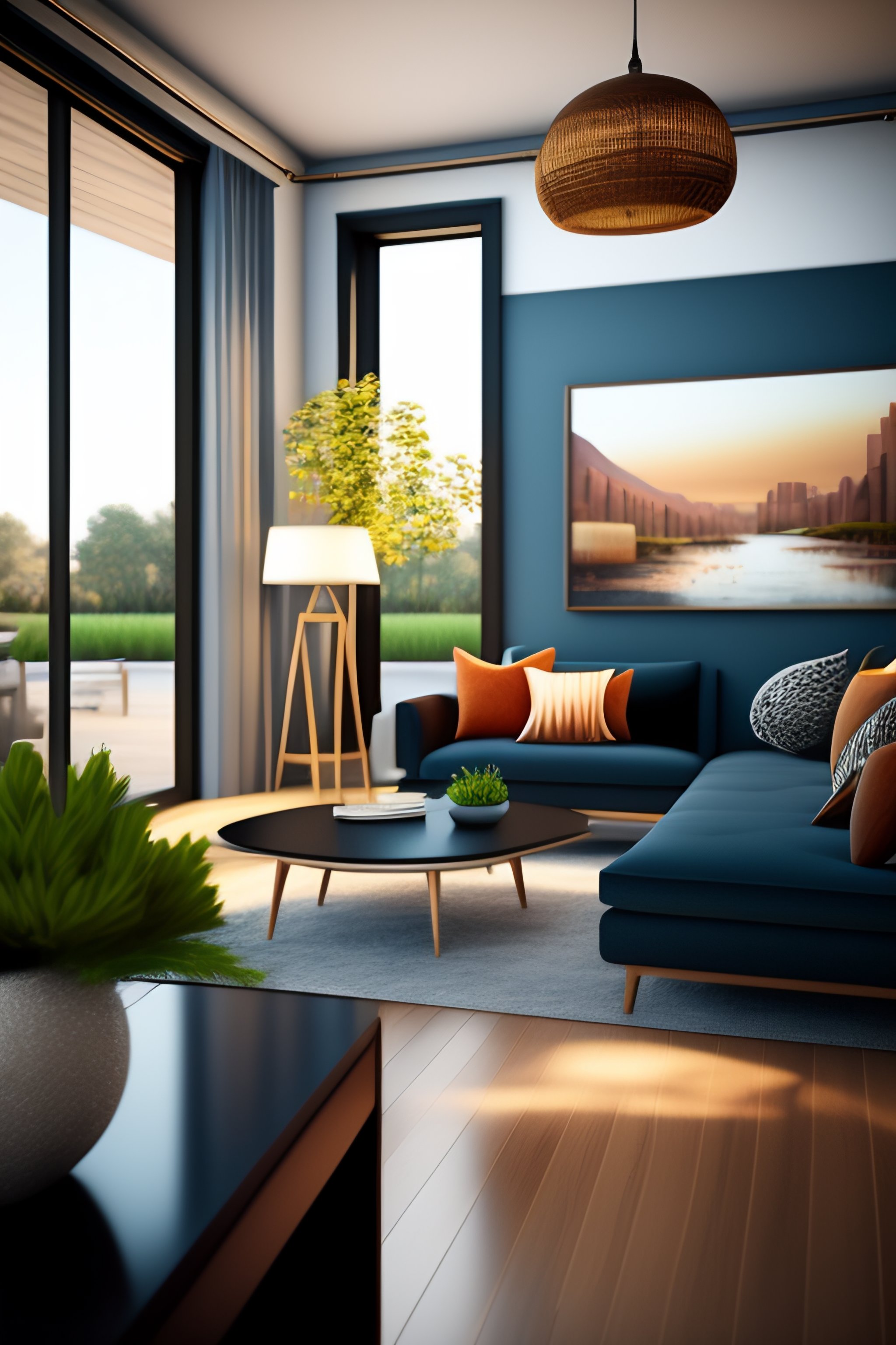Lexica - Mid-century modern livingroom, photorealistic, high resolution
