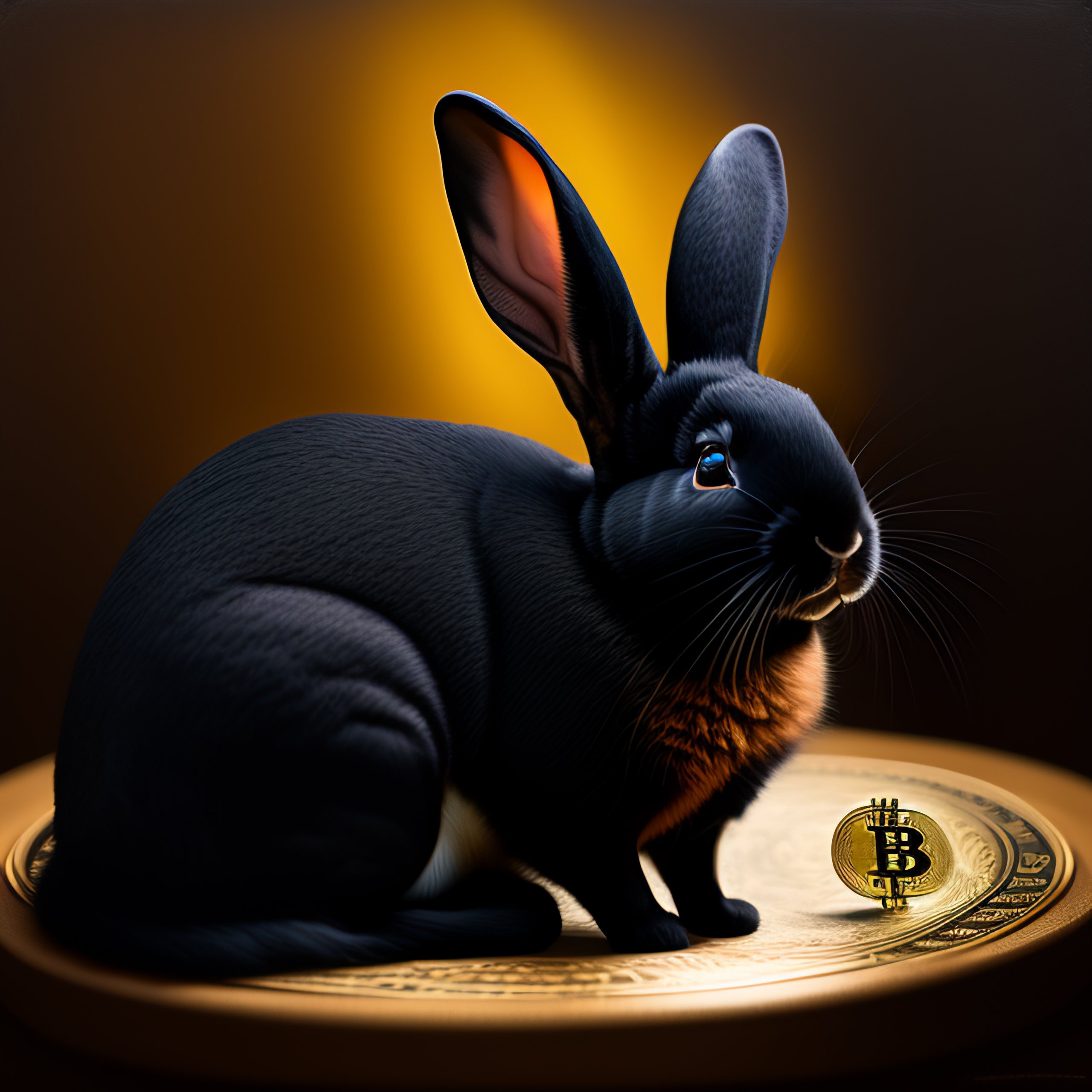 Lexica - Black rabbit with bitcoin, rembrandt style