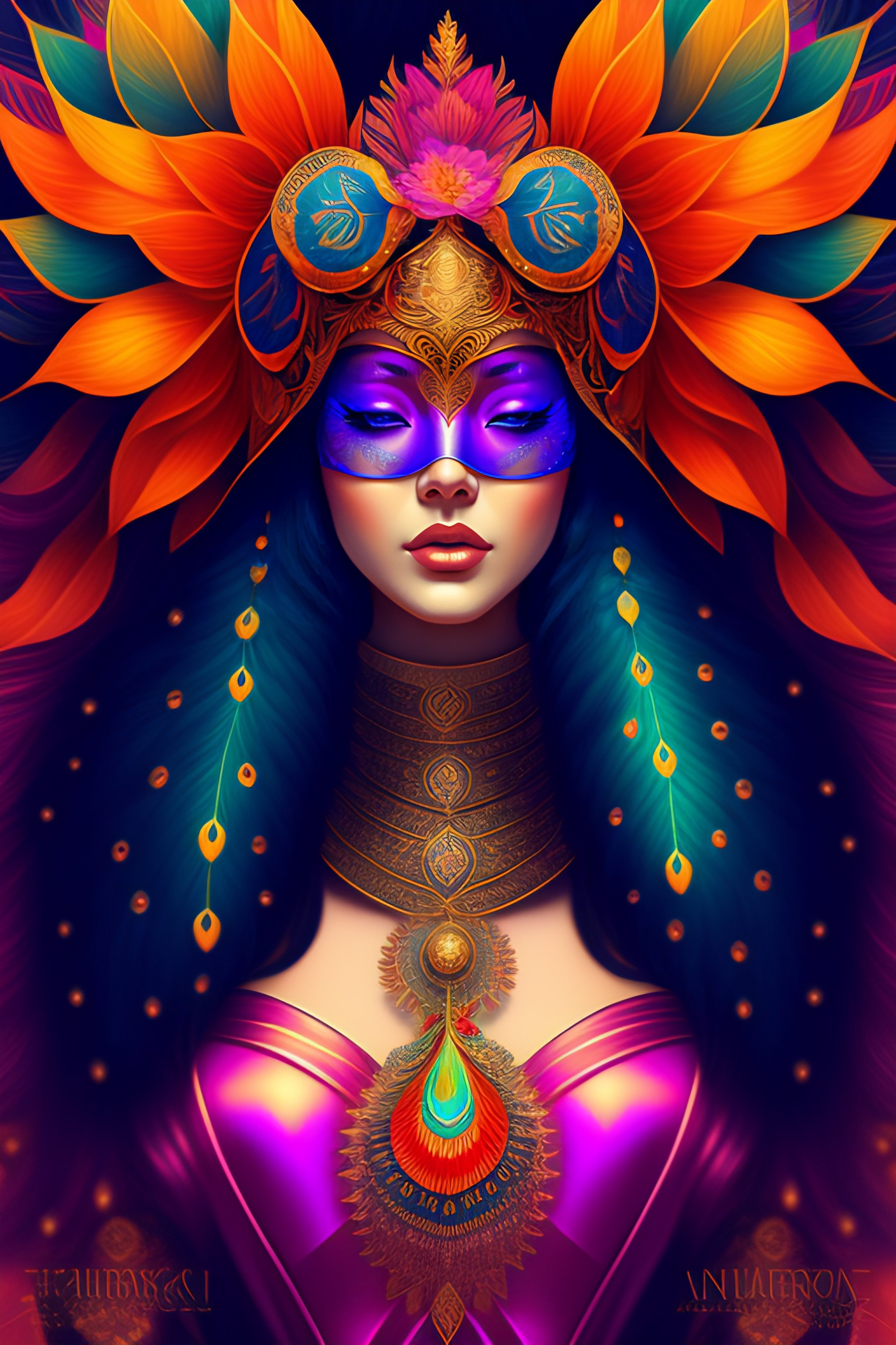Lexica - Centered detailed portrait of a masked woman wearing a ...