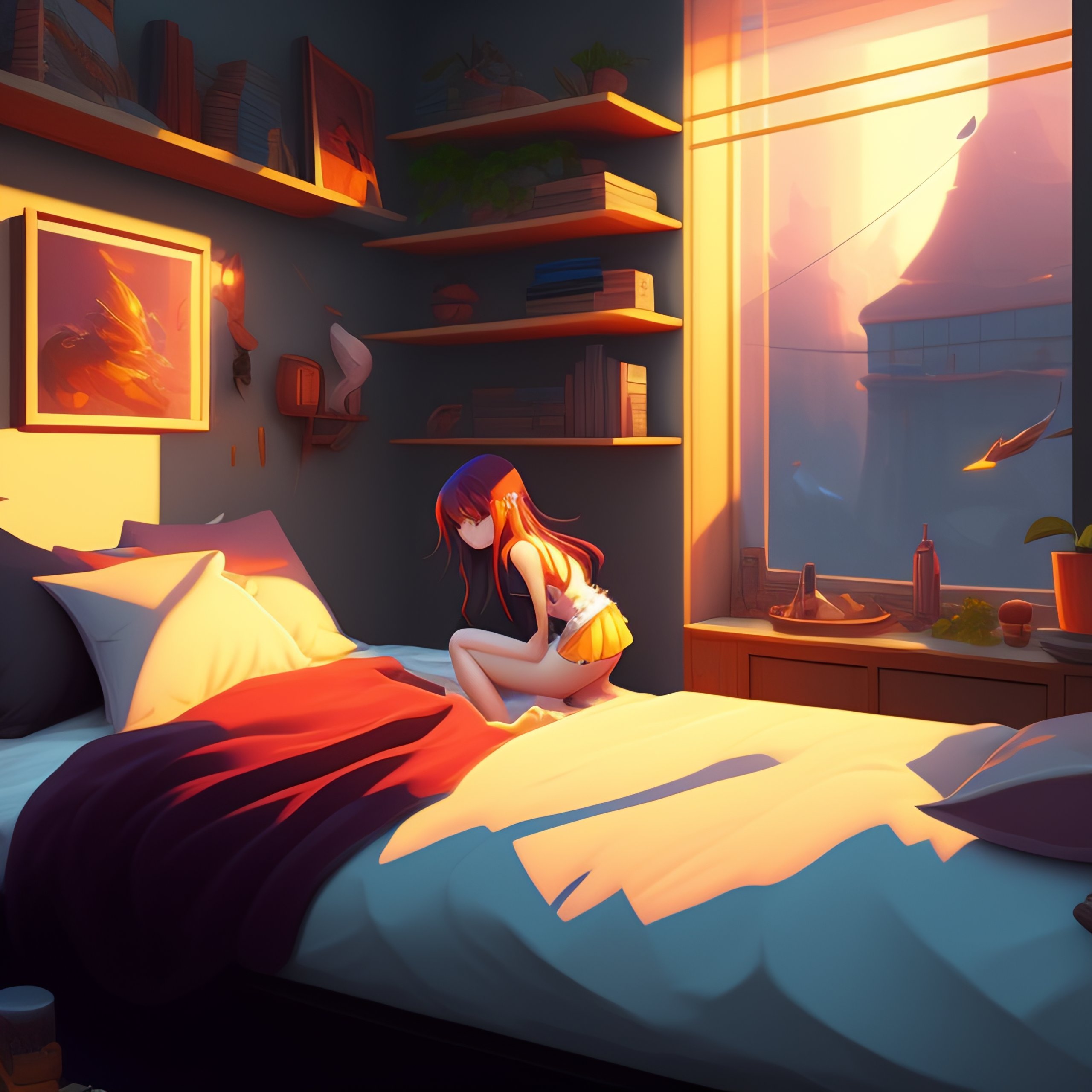 Lexica - A messy gamer girl bedroom, vector illustration, in marble ...