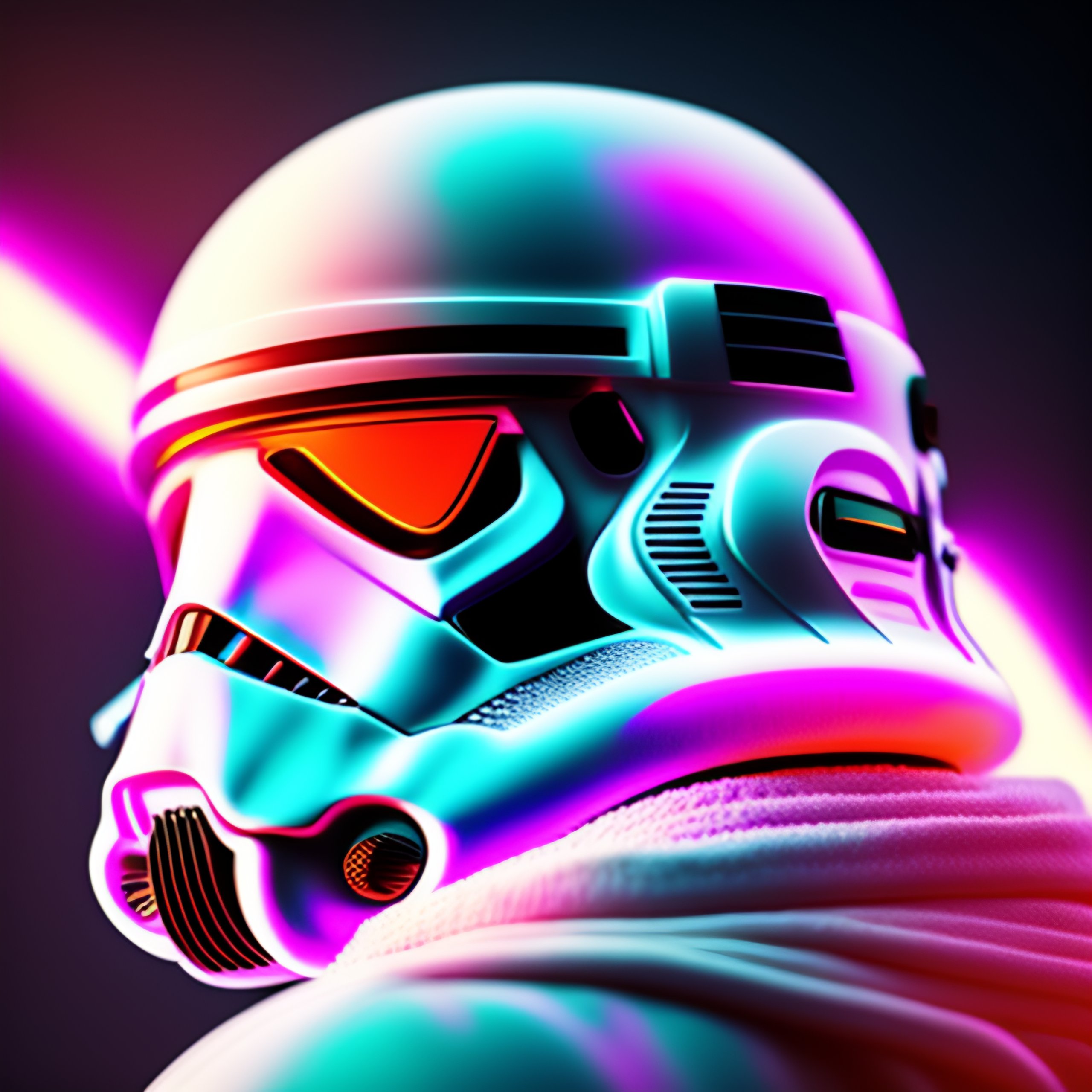 Lexica - 3d render of a Stormtrooper in neon colors white helmet in a ...