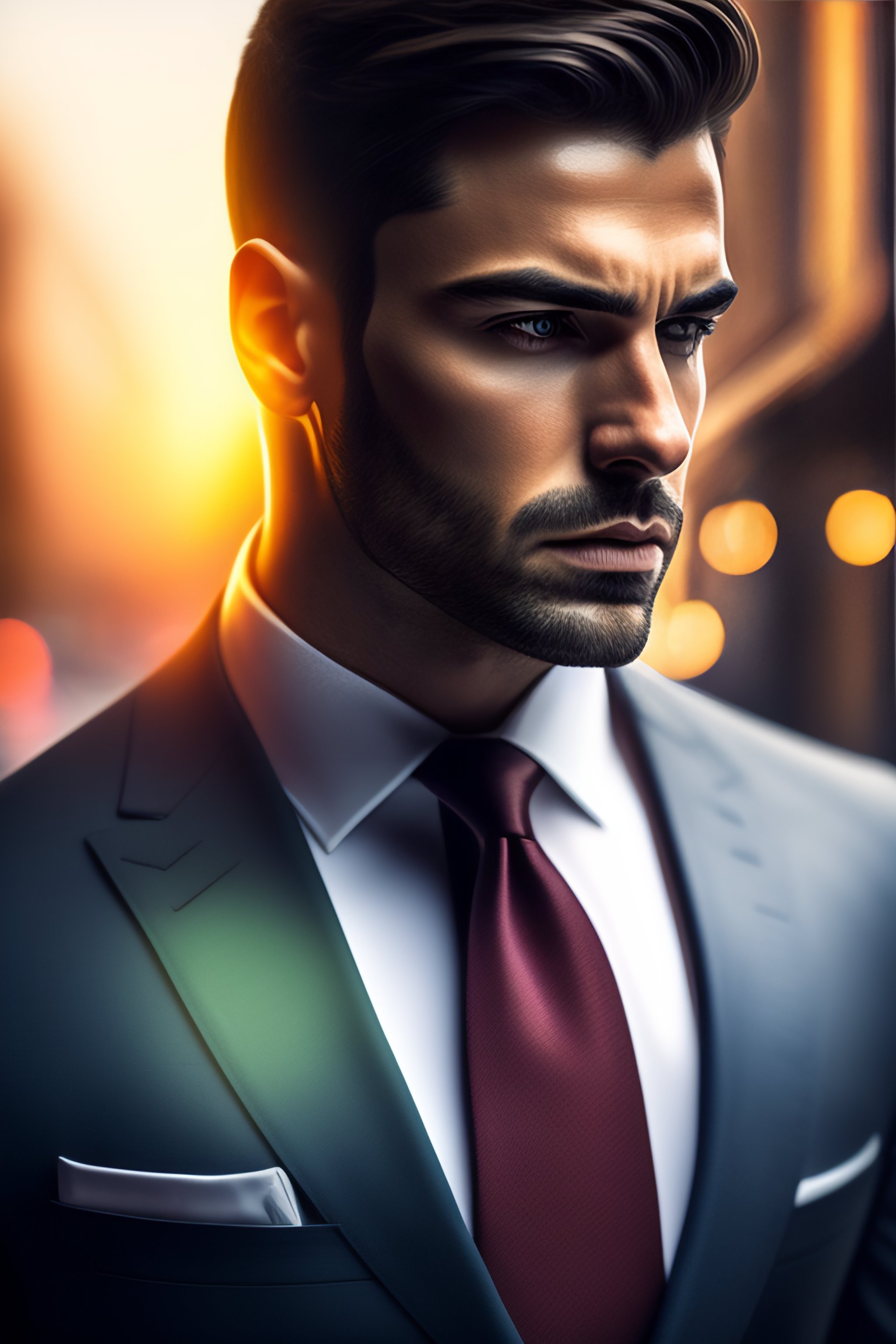 Lexica Portrait of man, dramatic expression looking down, full body