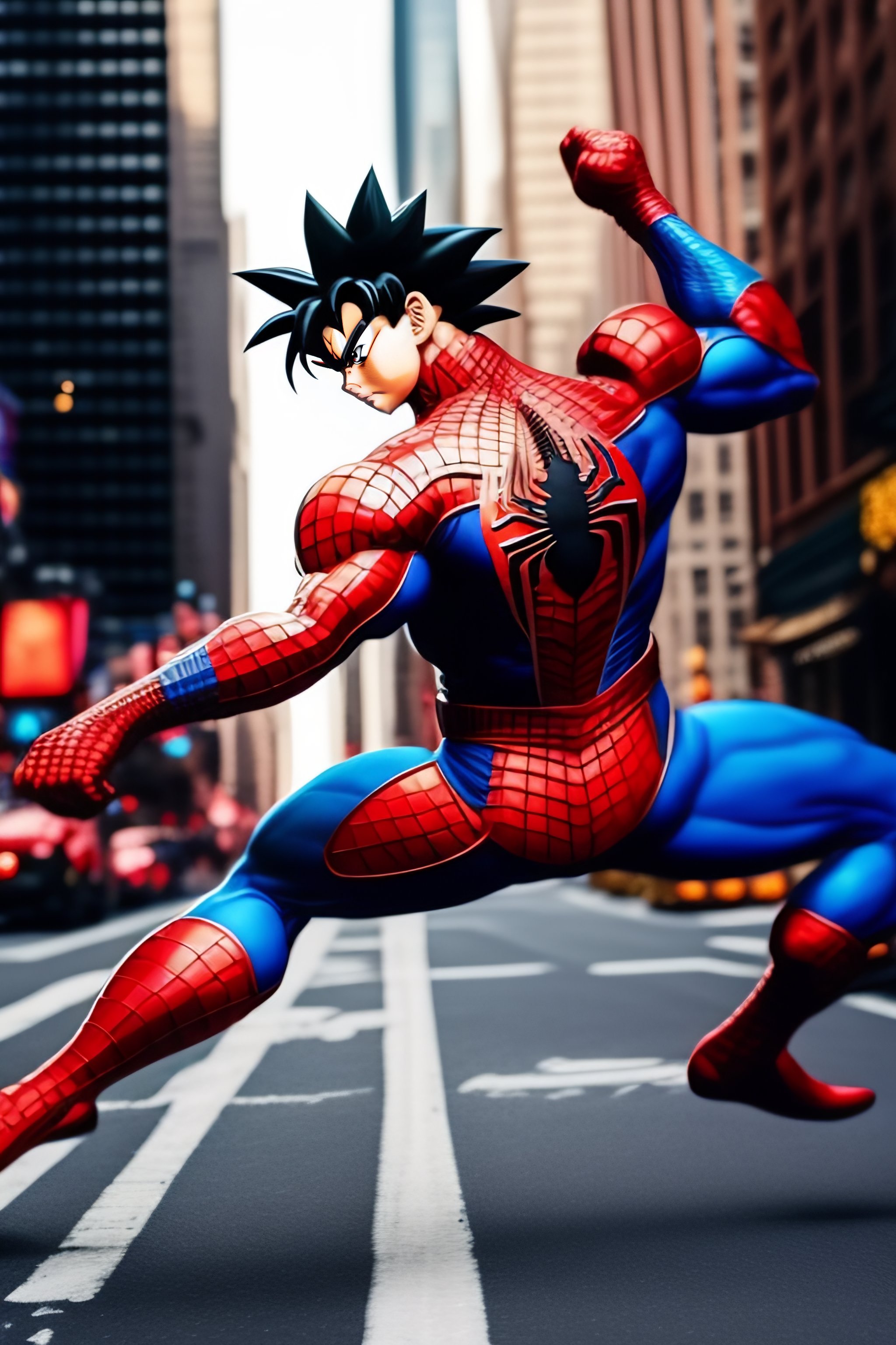 Lexica - Goku fights Spiderman in new york