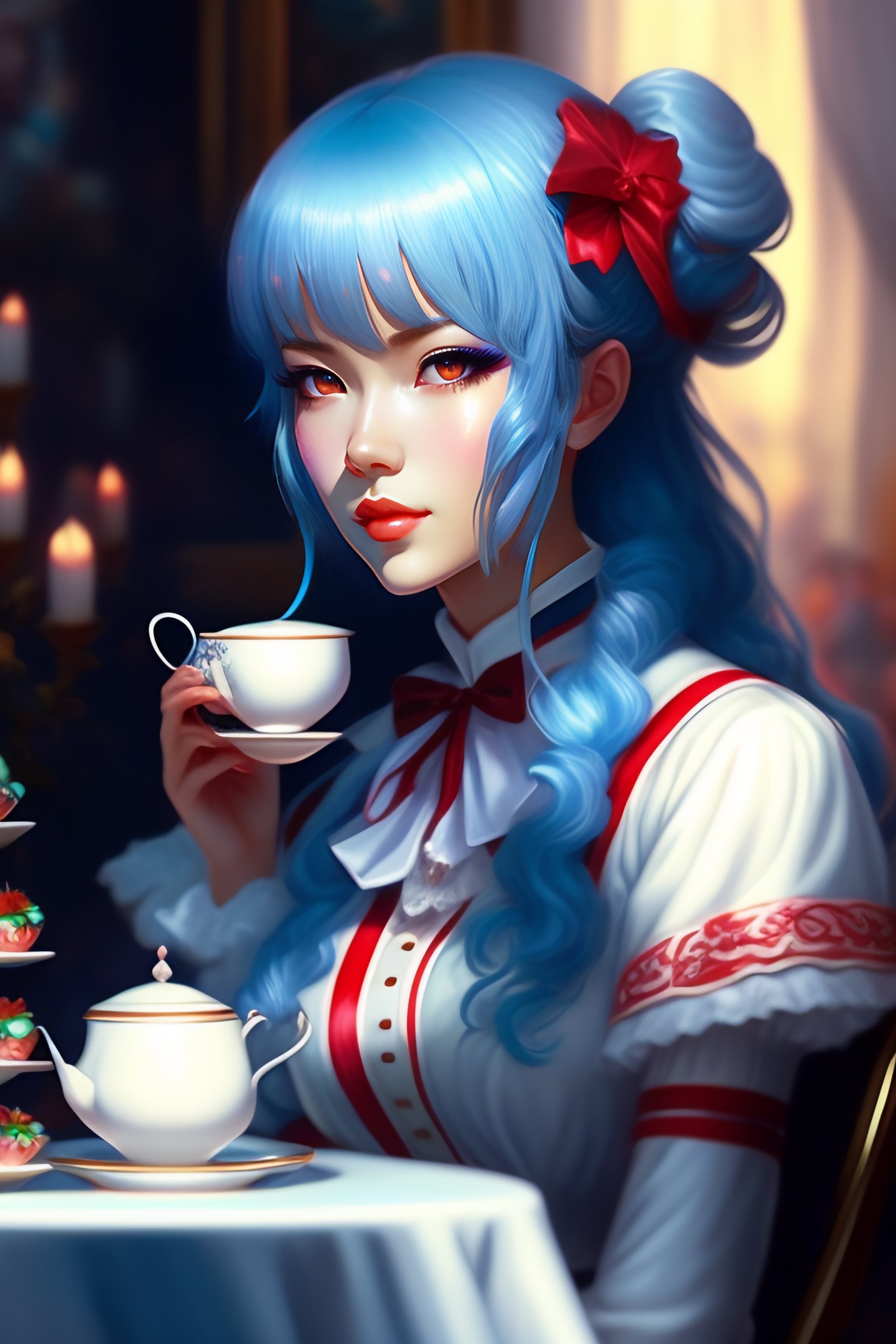 ArtStation - Blue haired anime girl