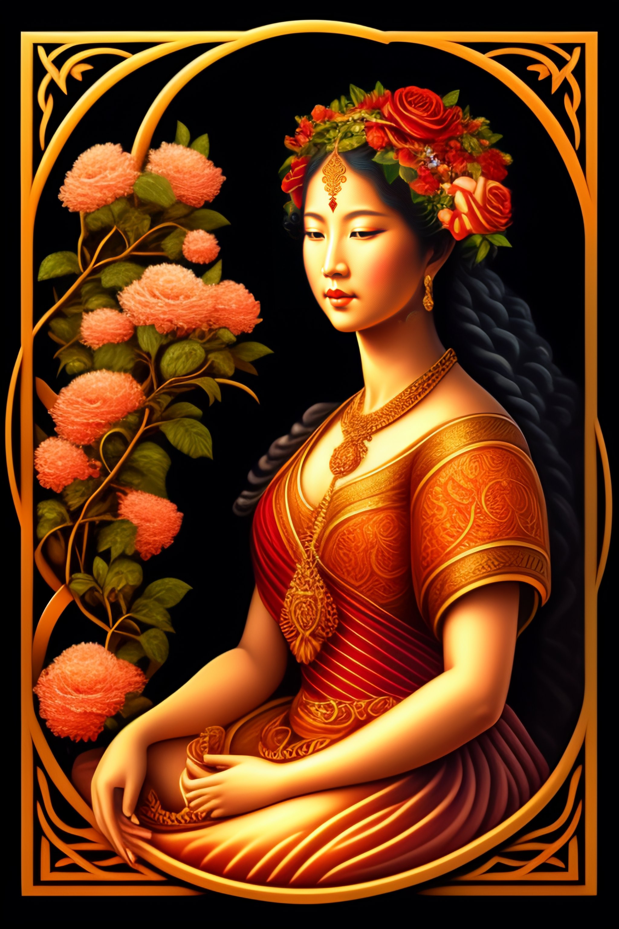 Lexica - A lady sitting in meditation with back view and serpent rising ...