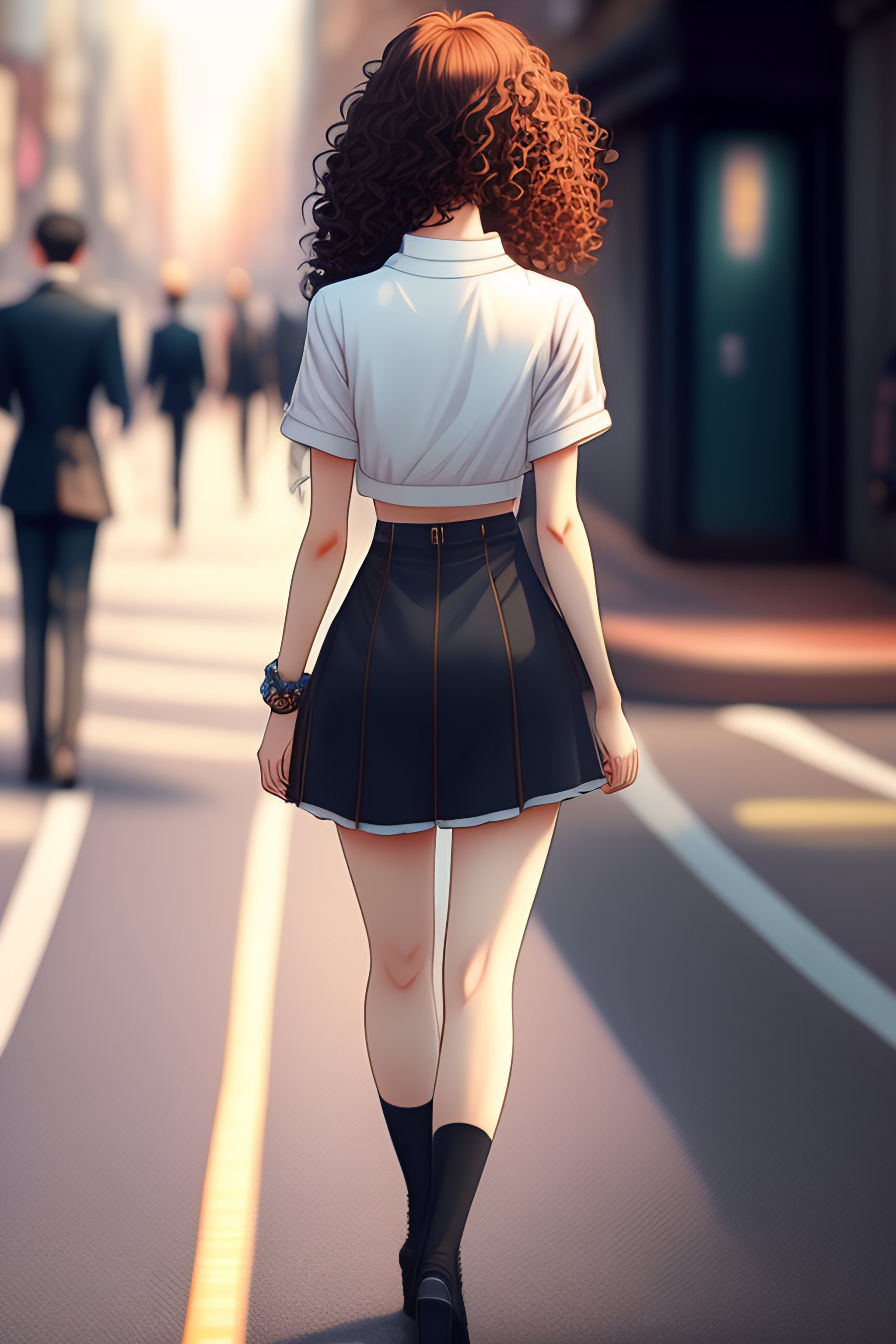 Lexica Anime Style Cute Anime Girl Years Old Back View Far From Camera Medium Curly