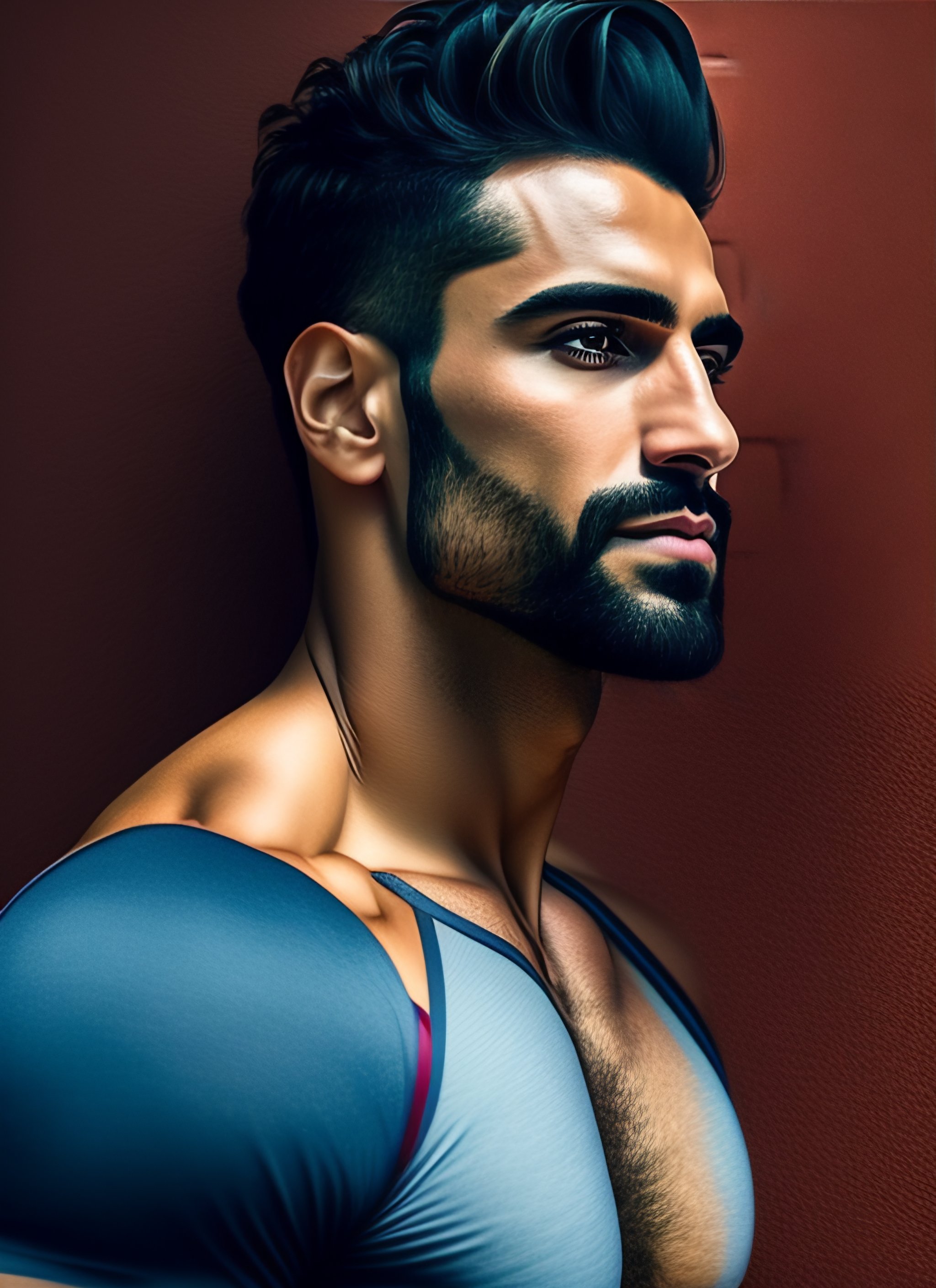 Lexica - Attractive fit 30 year old spanish man, big pecs and abs, full