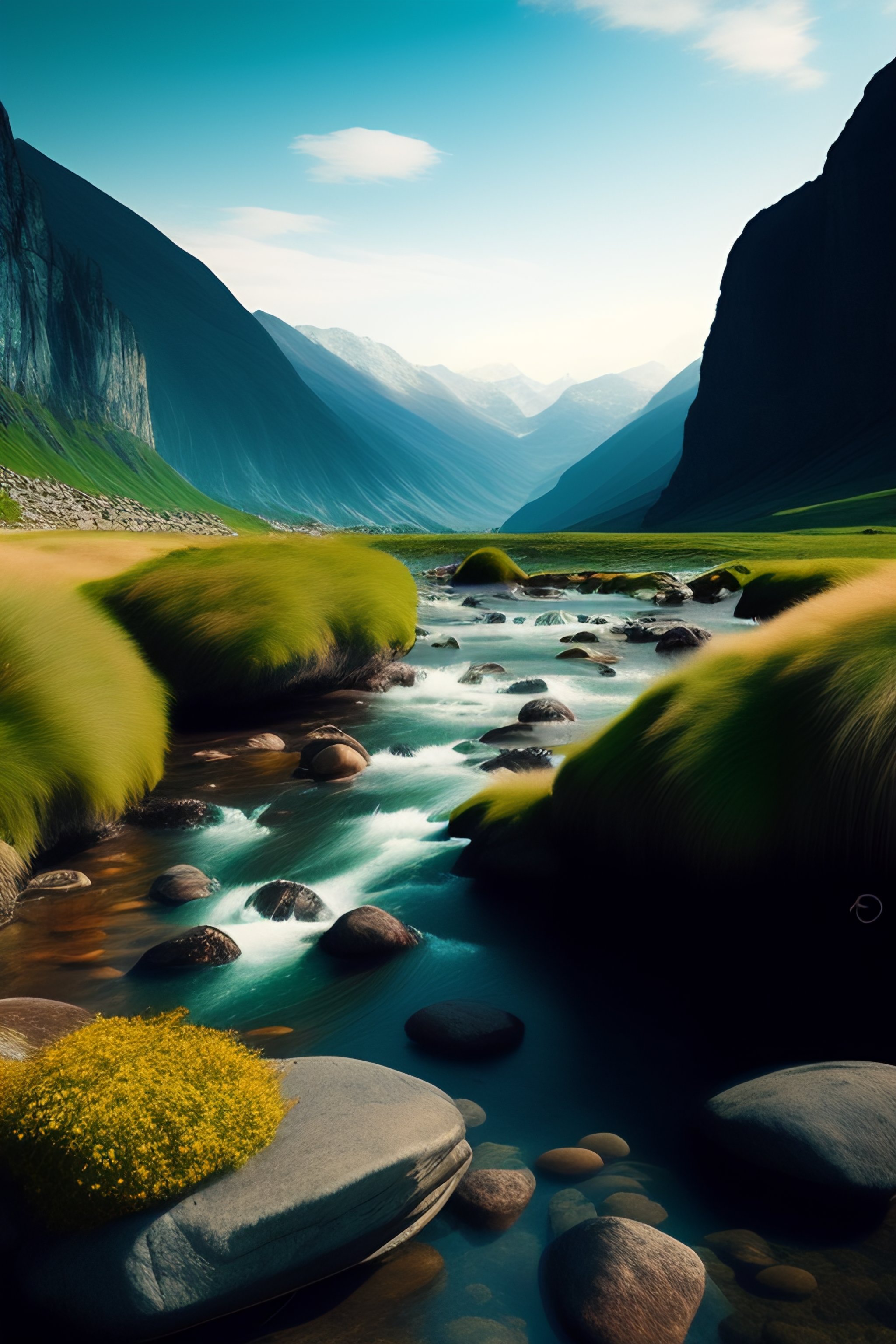 Lexica - Imagination and sadness river flows between narrow rocks ...