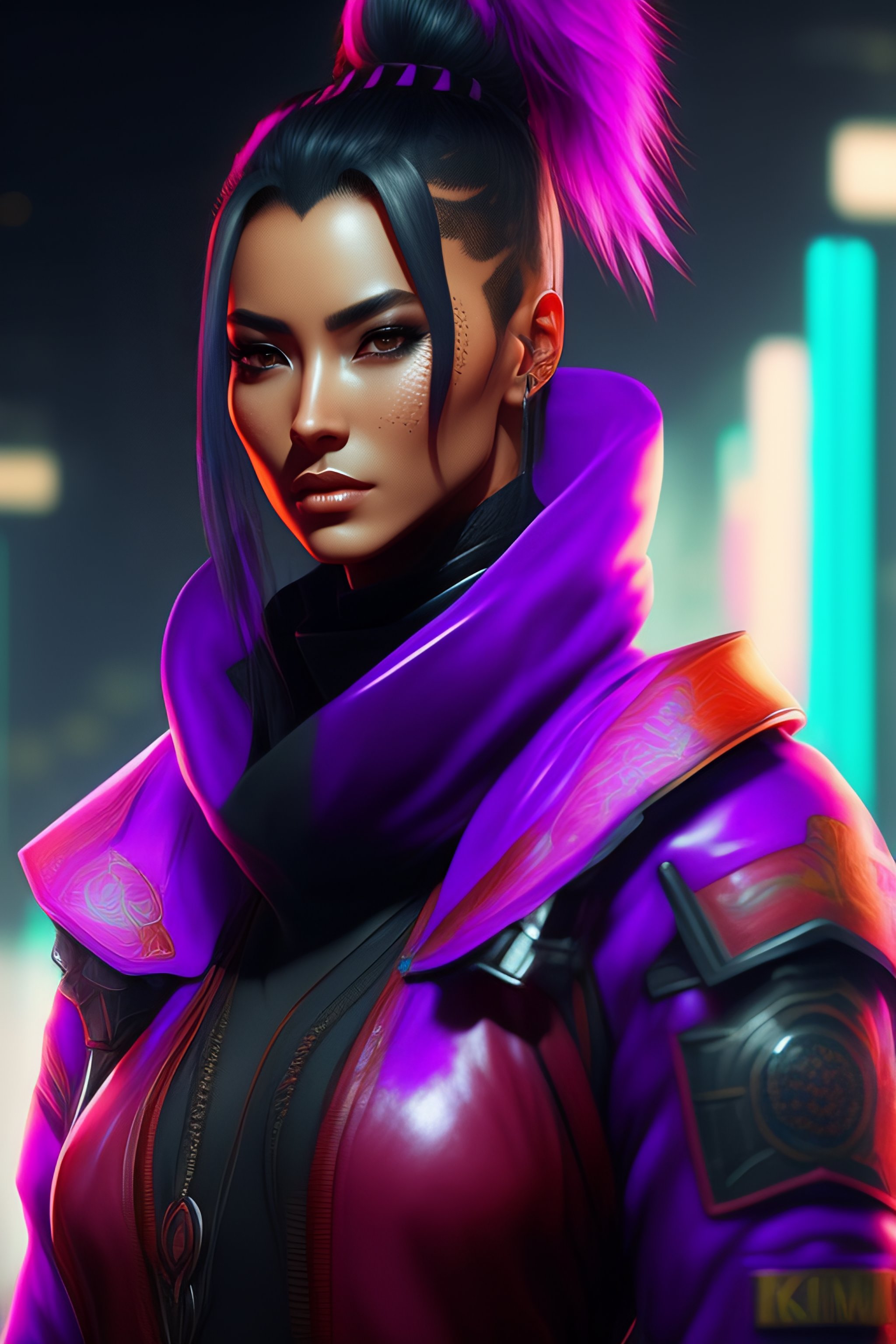 Lexica - Cyberpunk concept art of a female ninja