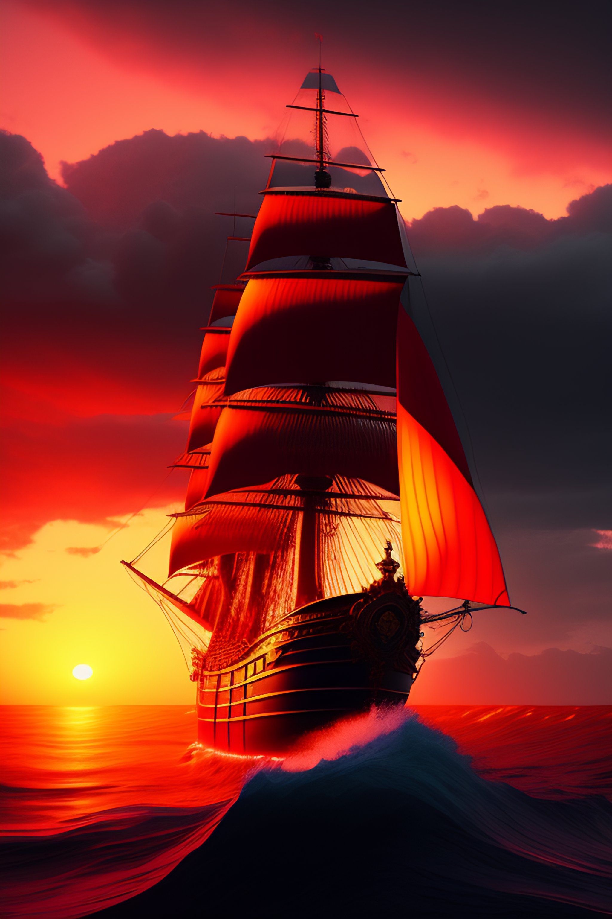 lexica-pirate-ship-on-a-stormy-sea-at-sunset-red-sky-digital-art