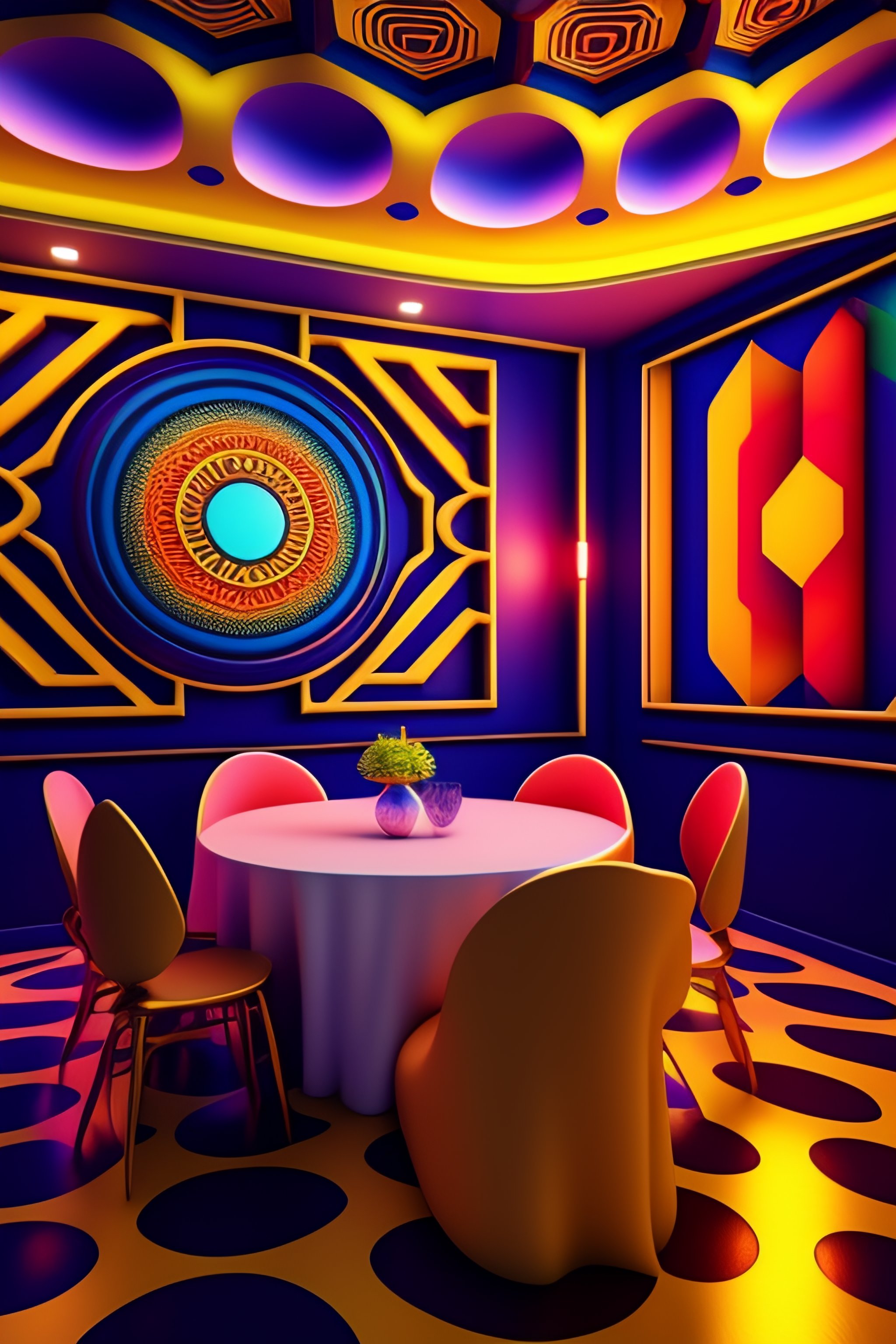 Lexica - The most psychedelic geometric patterned dining room ...