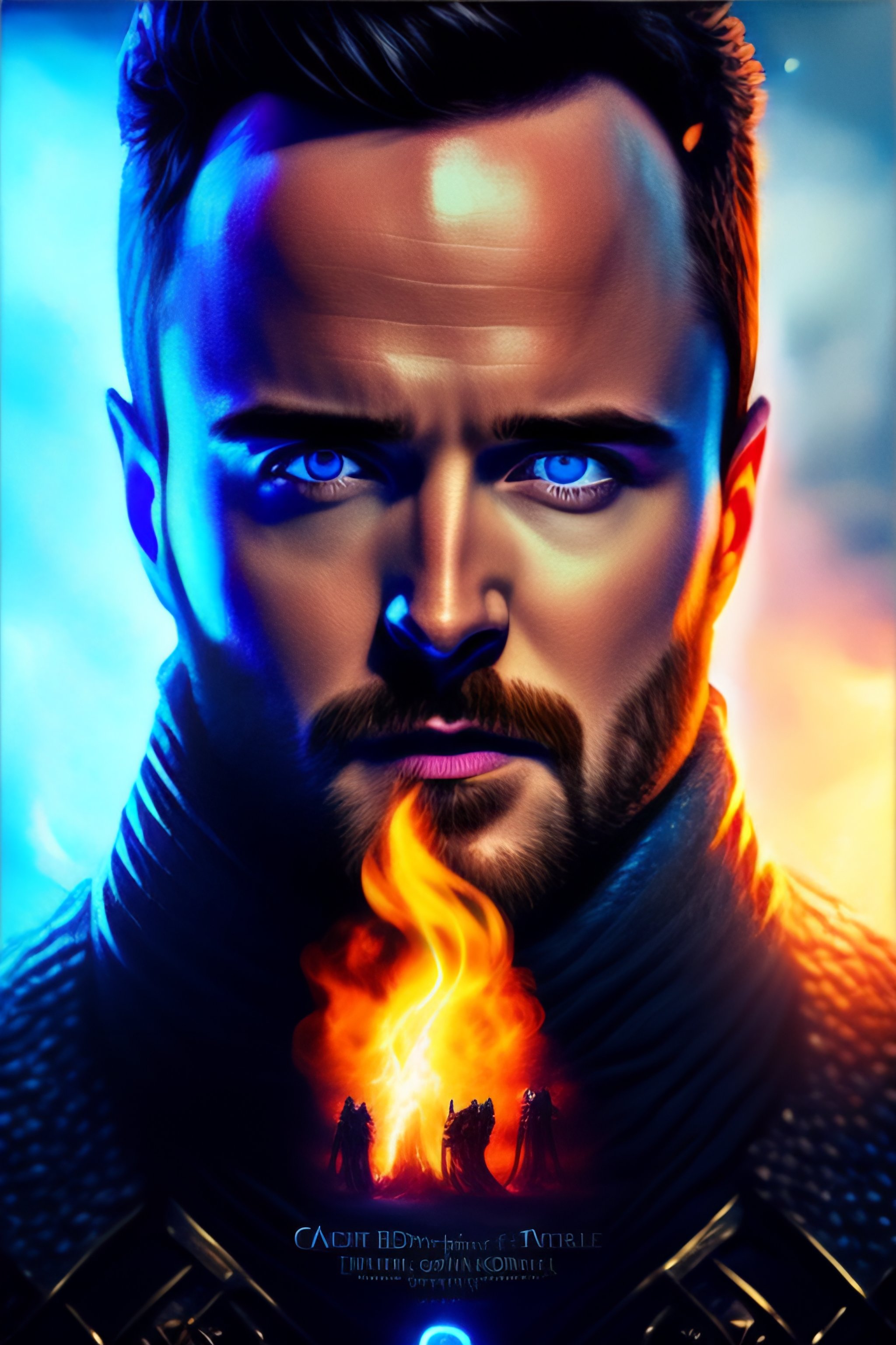 Lexica Aaron Paul with magical powers and glowing eyes, game of