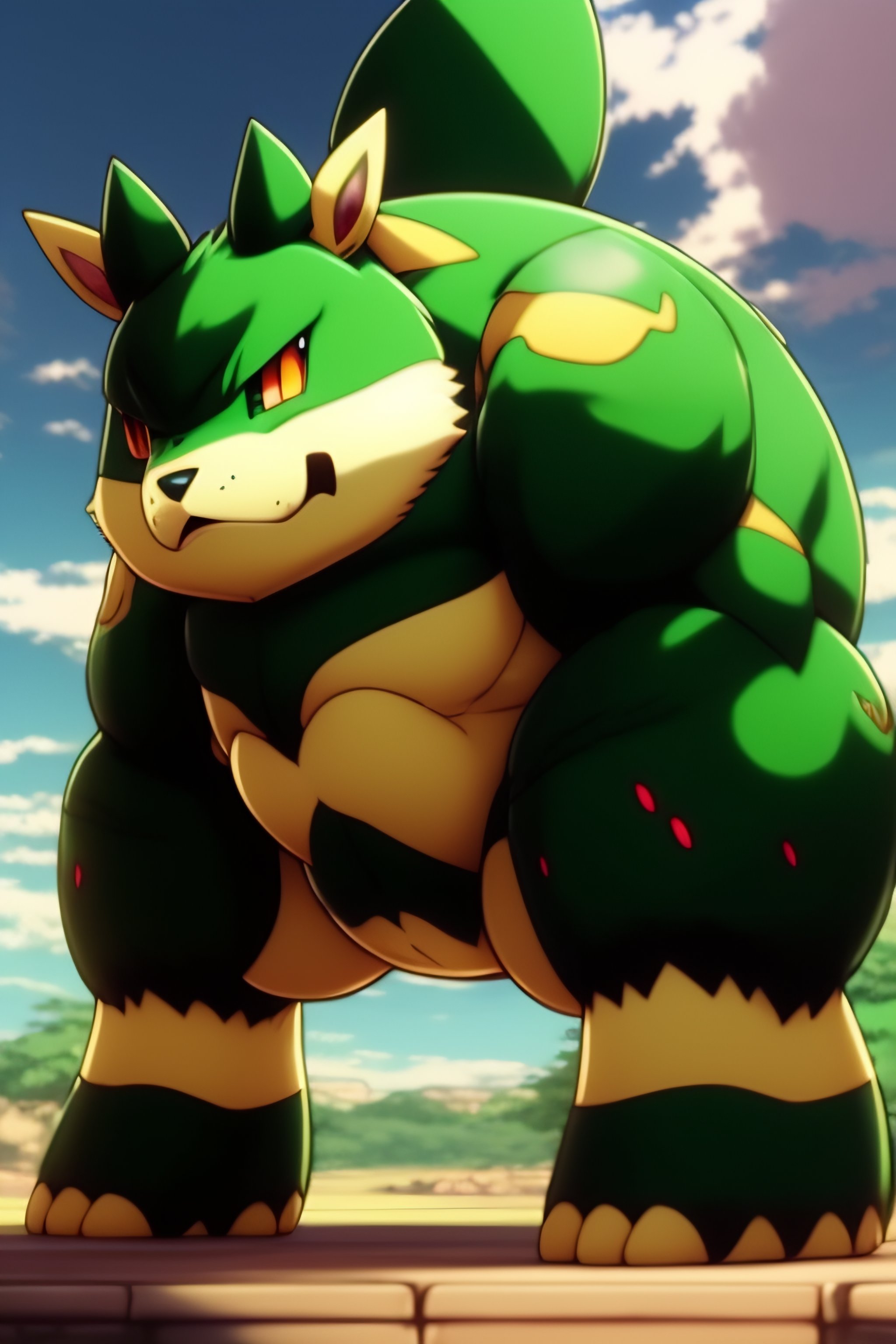 Lexica - Anime illustration of a Pokemon that looks like a large stocky ...