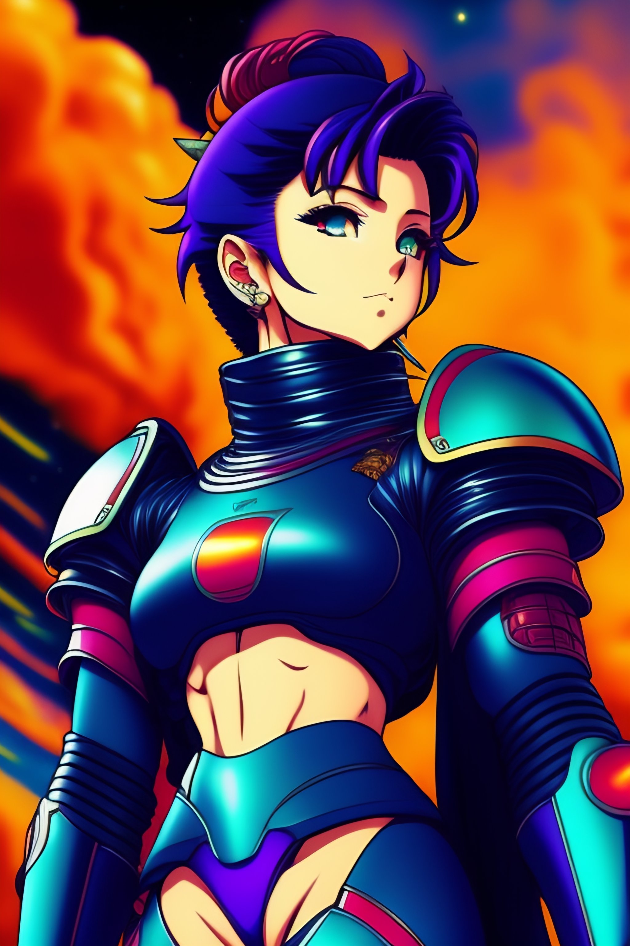 Lexica Vintage 90's anime style. stylish model posing in 7/11