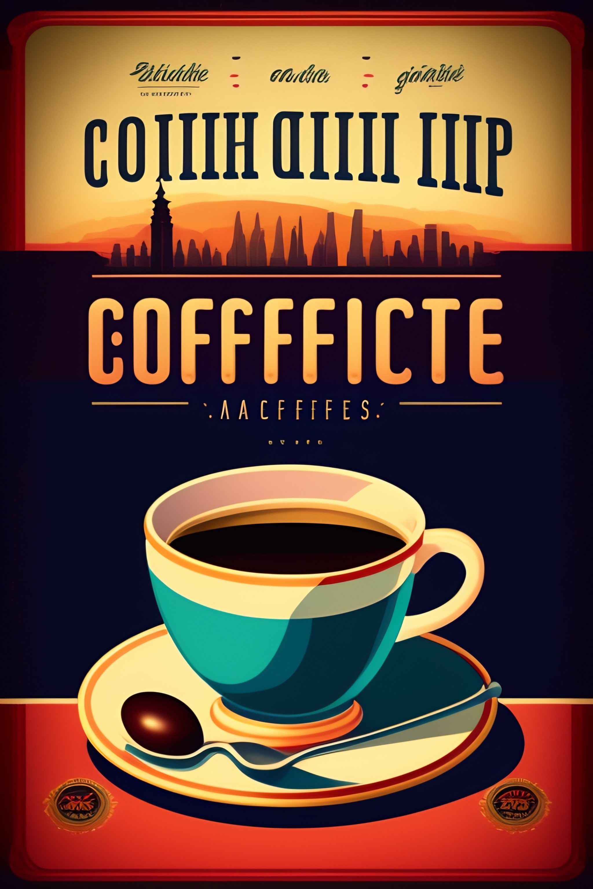 Lexica Vintage art cup of coffee , with a coffee shop background with