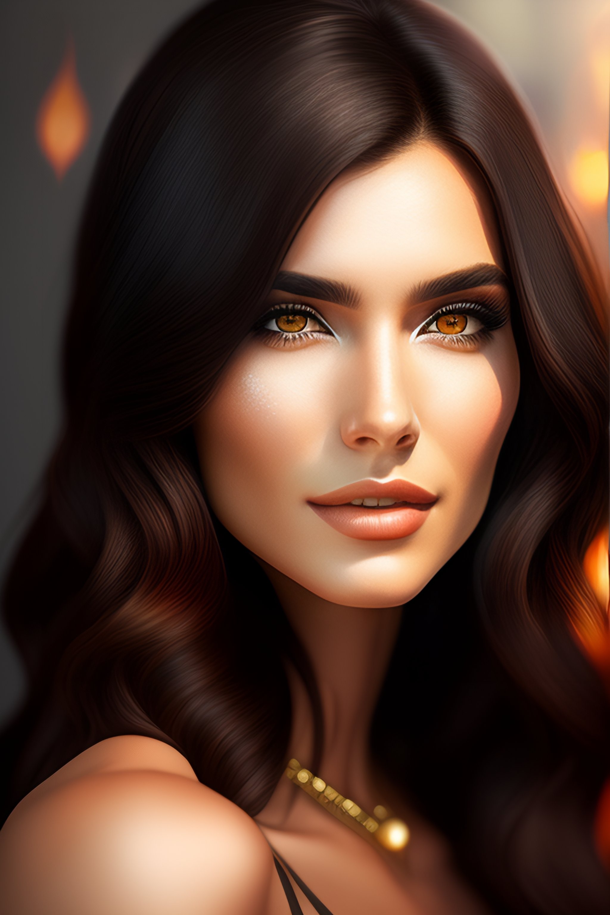 Lexica - Mdjrny-v4 style portrait of a gorgeous brunette female in the ...