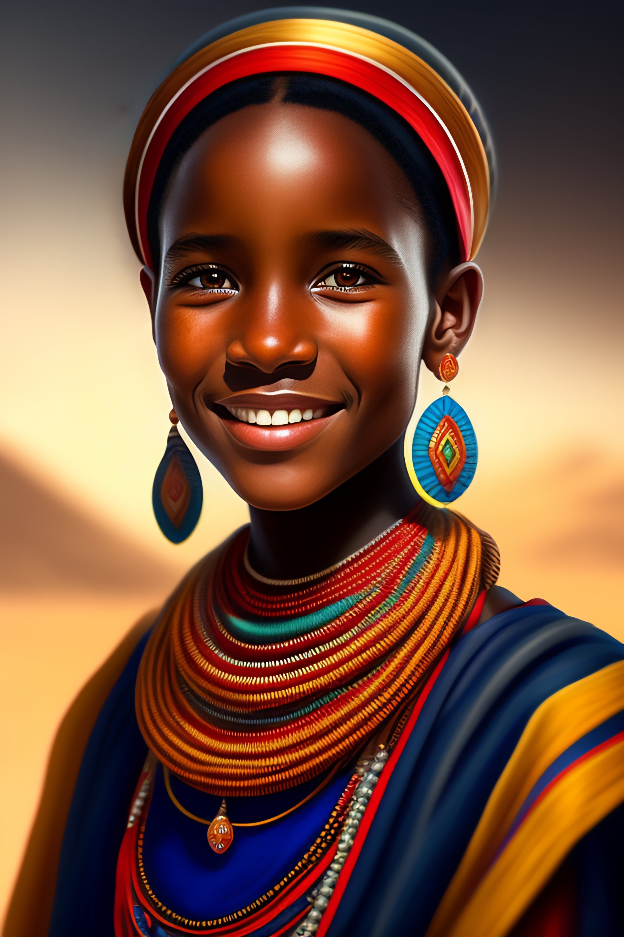 Lexica - Award winning digital sketch of a traditional maasai girl