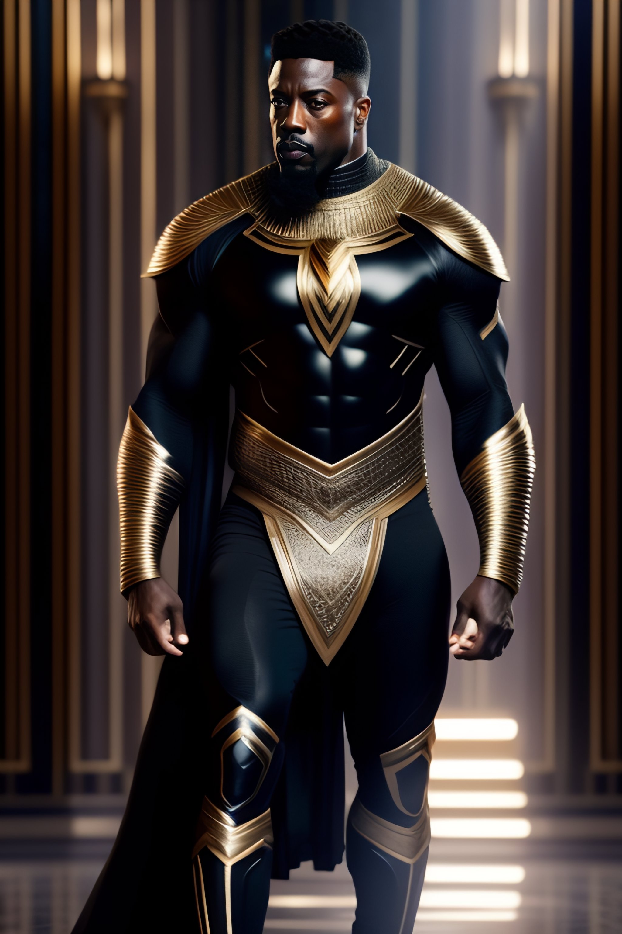 Lexica - Silvester Stallone as t'challa in black panther movie, full body