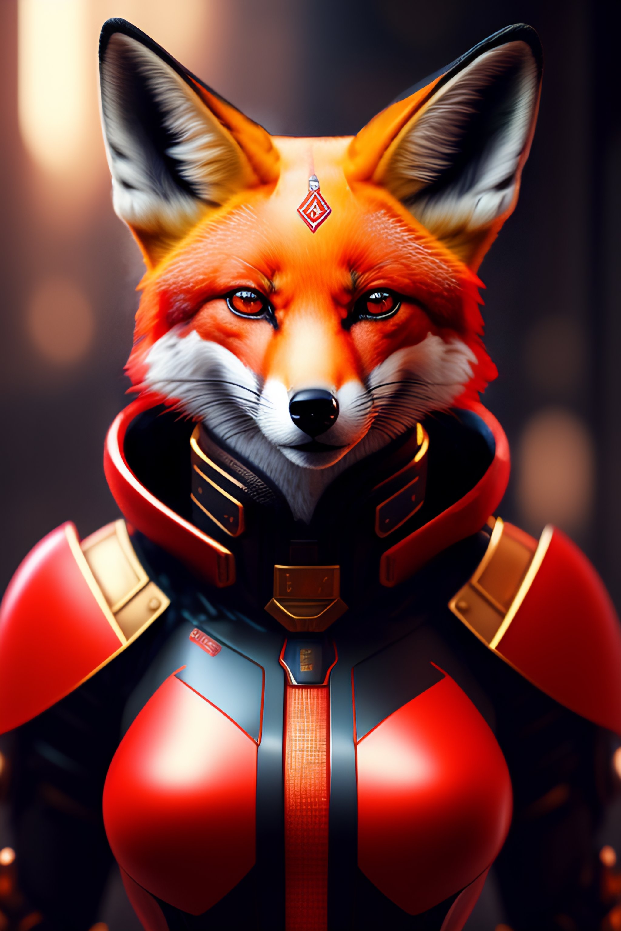 Lexica - 280 / 5 000 Portrait painting of a cybernetic red fox with ...