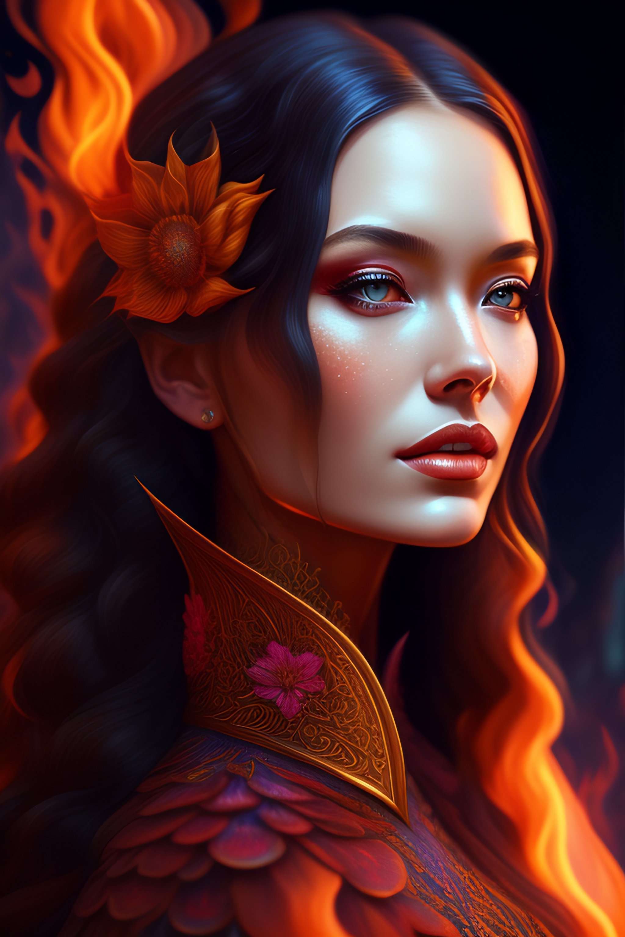 Lexica - Fire concept art portrait by Casey Weldon, Olga Kvasha, Miho ...