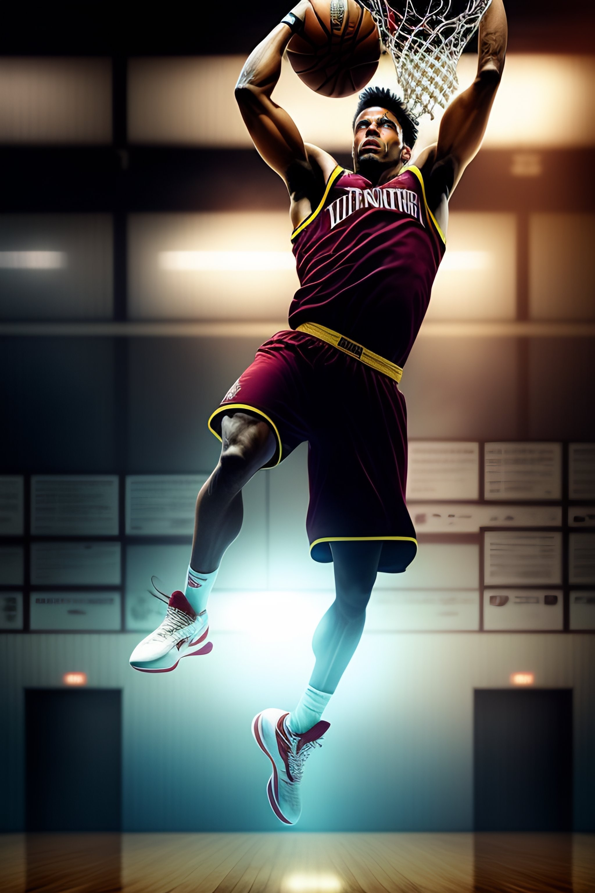 Lexica - Tyler durden character from Figth Club dunking a basketball