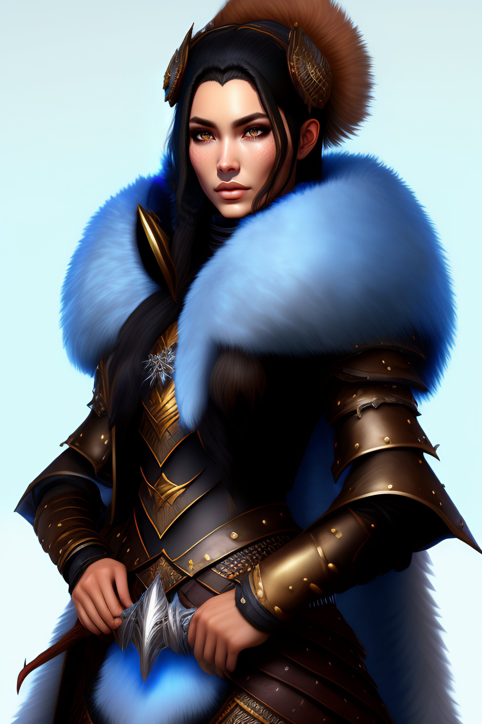Lexica Kislev Ice guard, fur armor, winter armor, fantasy, woman