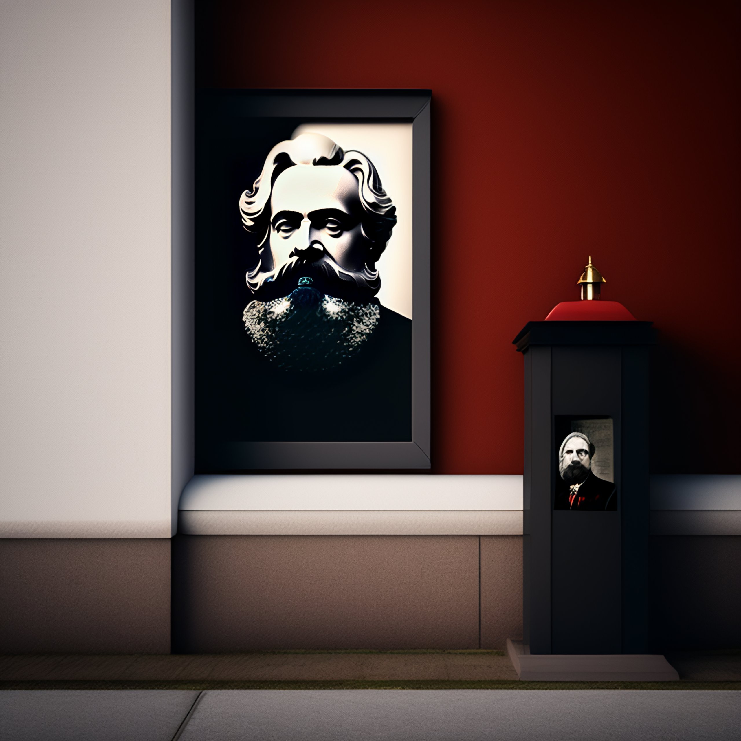 Lexica - Dark-grey car, with a picture of karl marx besides the lamp ...