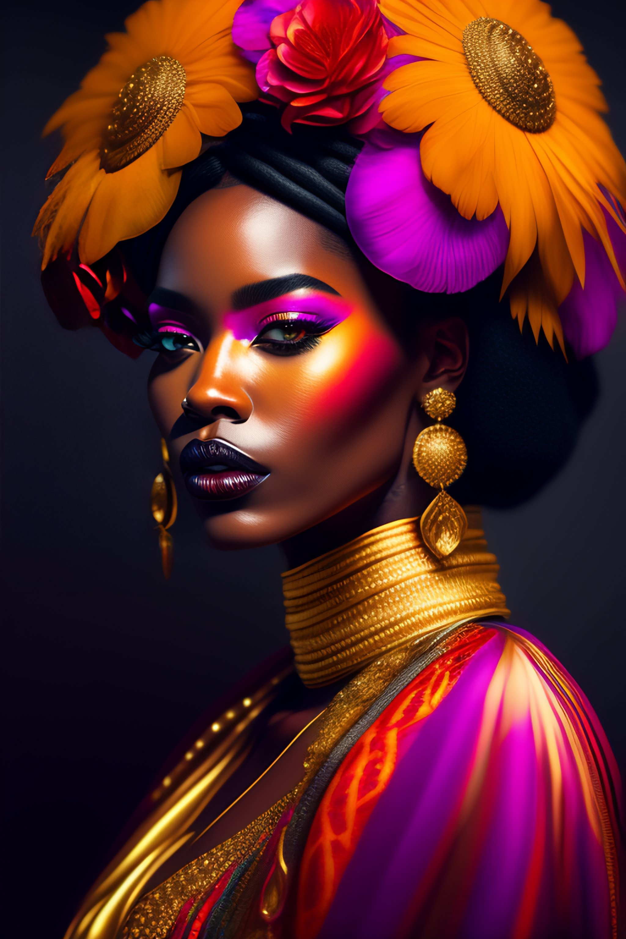 Lexica - Fashion portrait of an african american woman, dark, black ...