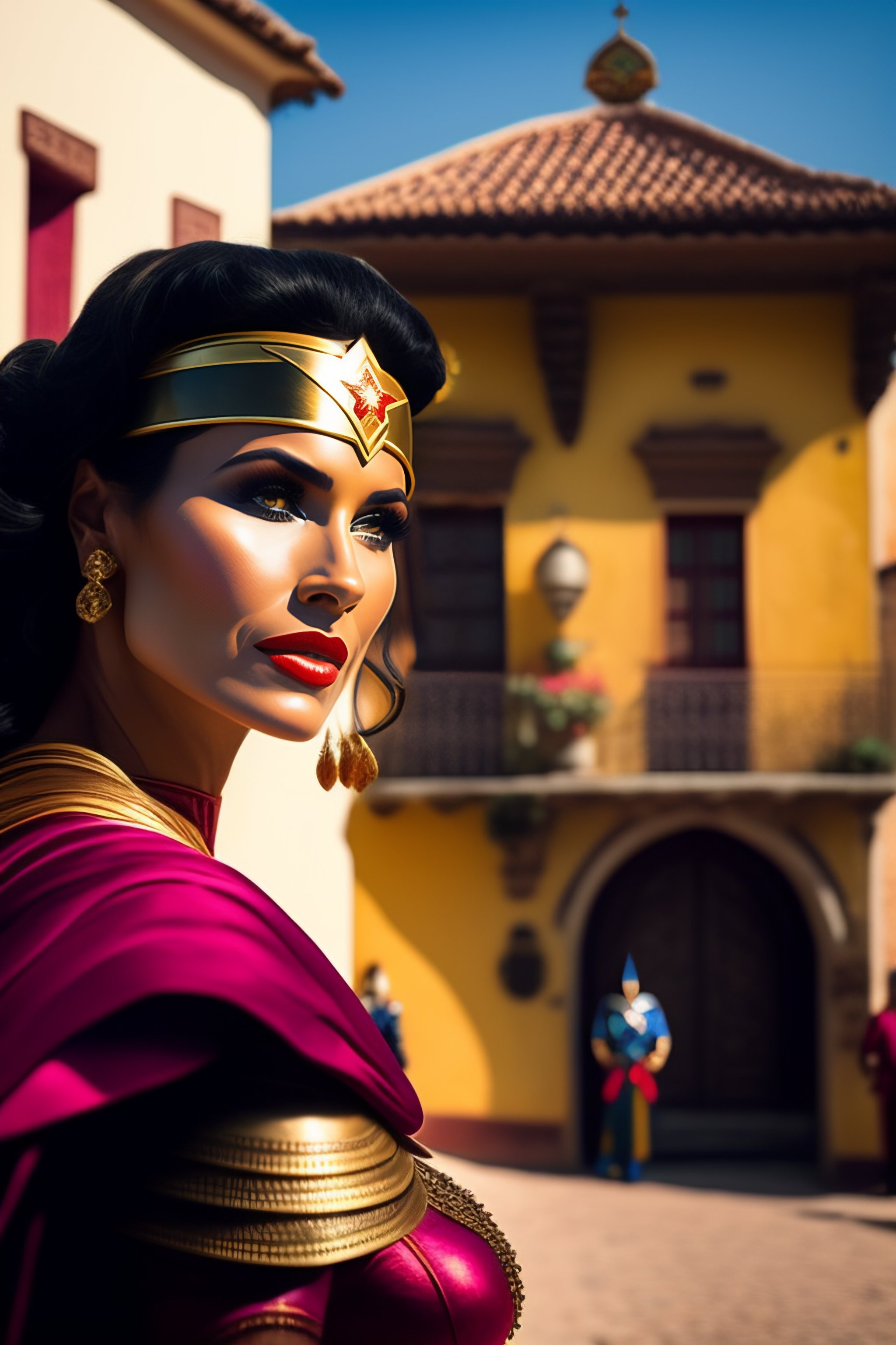 Lexica - Seu Madruga receives a visit from Wonder Woman in the village ...