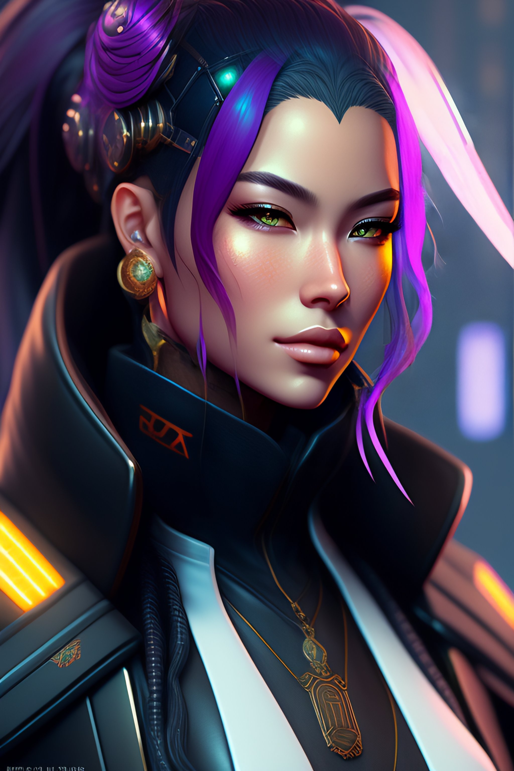 Lexica - Right facing, Portrait of a cyberpunk cyborg ninja, third ...